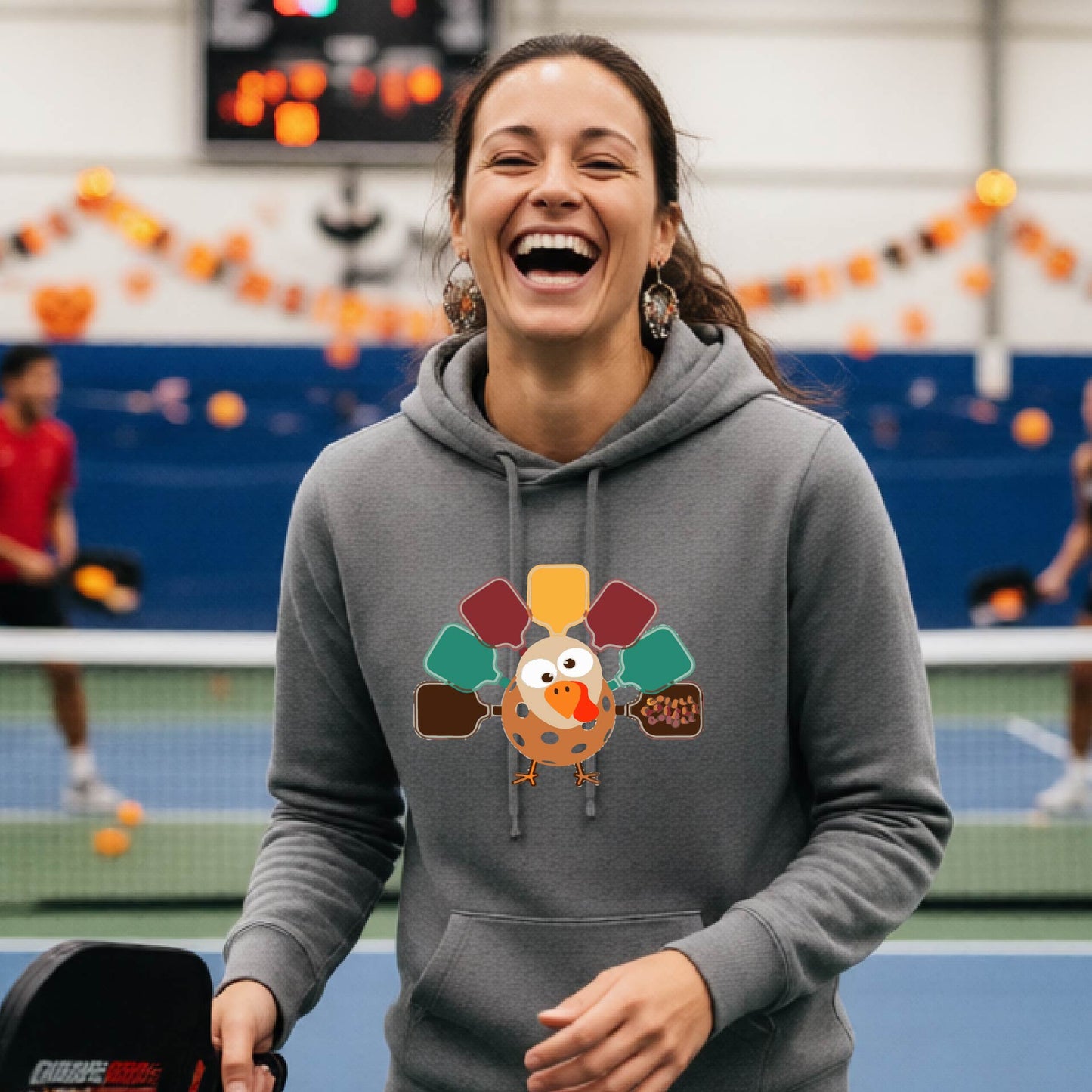 Women's Thanksgiving Holiday Pickleball Hoodie Spooky Season Sweatshirt Pickleball Clothing Pullover