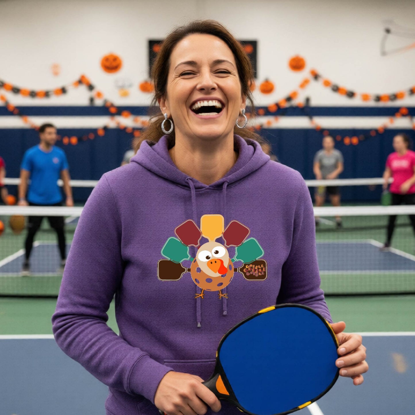 Women's Thanksgiving Holiday Pickleball Hoodie Spooky Season Sweatshirt Pickleball Clothing Pullover