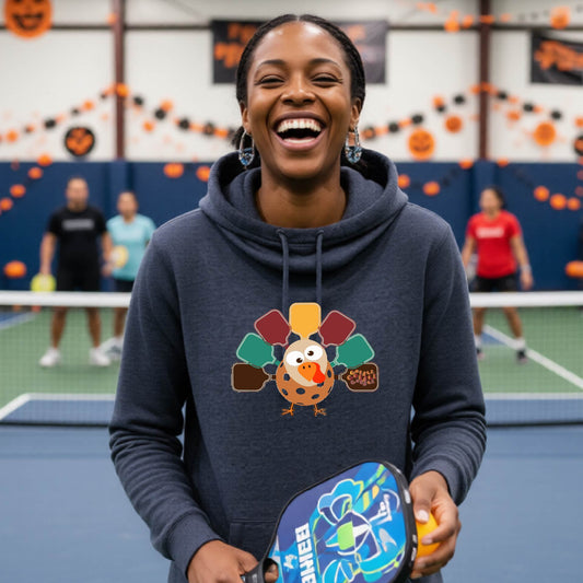 Women's Thanksgiving Pickleball Hoodie Holiday Season Sweatshirt Pickleball Clothing Cowl-Neck Pullover