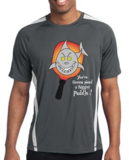 You're Gonna Need a Bigger Paddle (Jaw's Quote) - Men's Short Sleeve Shirt for Pickleball  Pickleball is a one of a kind sport, and you need to have one of kind designs to stand out on the court. Dink Dink Smash offers those designs for you.