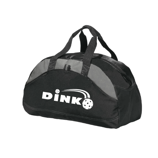 Pickleball Design: Dink  Carry your gear in comfort and style. This fun pickleball duffel bag is the perfect accessory for all pickleball players needing to keep their gear in one place. This medium sized duffel tote is ideal for all your pickleball activities. The large center compartment allows for plenty of space and the mesh end pocket is perfect for holding a water bottle. Duffel bag comes with an adjustable shoulder strap and the polyester material is durable and easily cleaned.