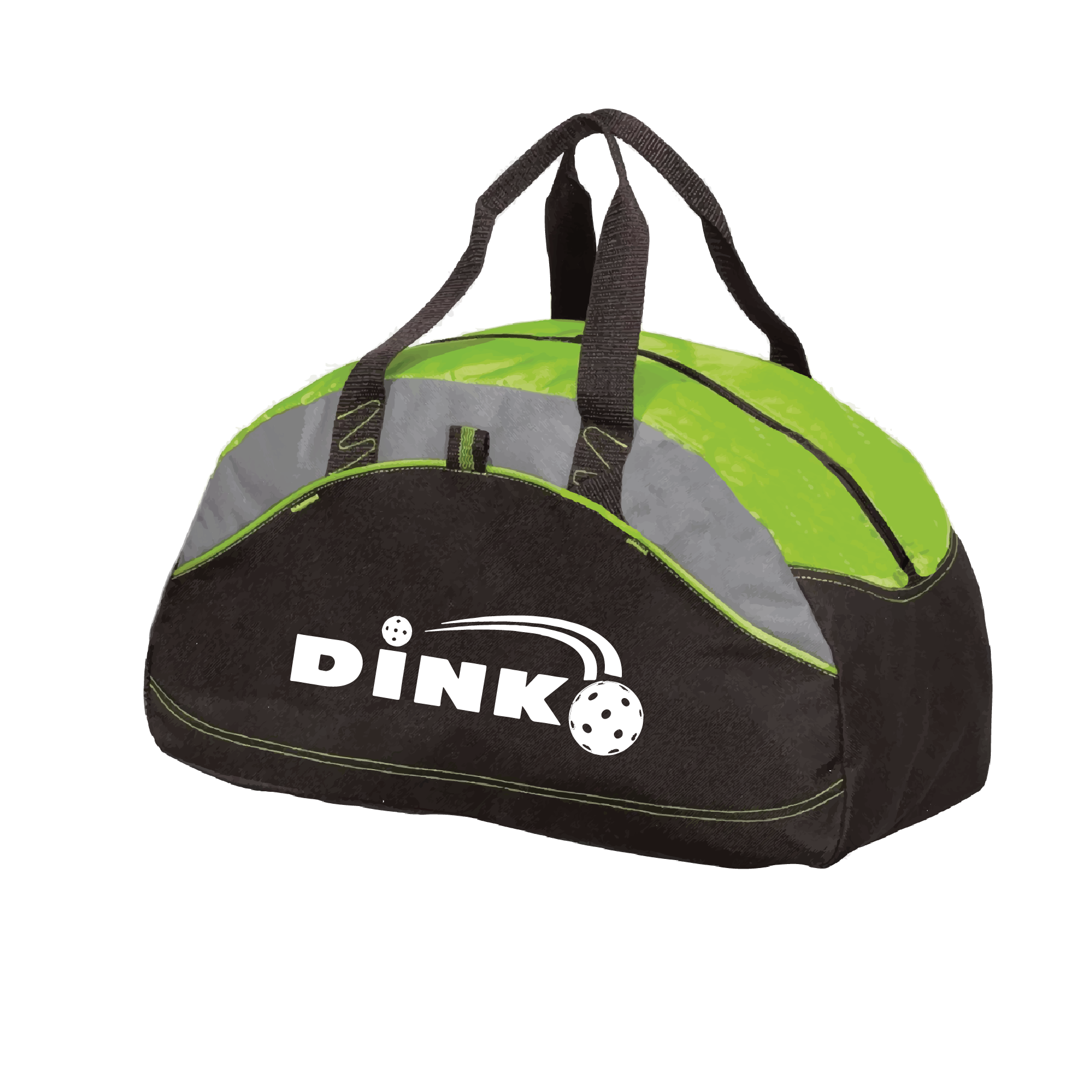 Pickleball Design: Dink  Carry your gear in comfort and style. This fun pickleball duffel bag is the perfect accessory for all pickleball players needing to keep their gear in one place. This medium sized duffel tote is ideal for all your pickleball activities. The large center compartment allows for plenty of space and the mesh end pocket is perfect for holding a water bottle. Duffel bag comes with an adjustable shoulder strap and the polyester material is durable and easily cleaned.