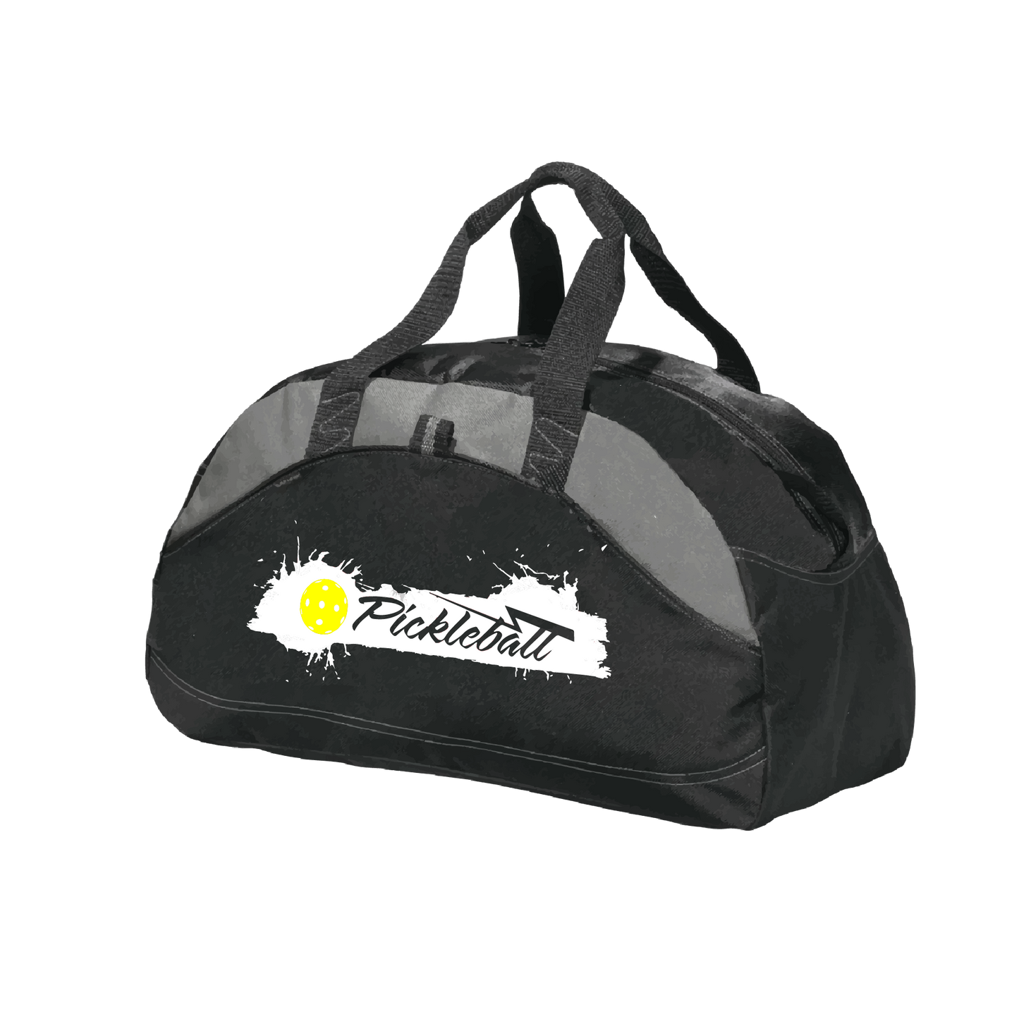 Pickleball Design: Extreme  Carry your gear in comfort and style. This fun pickleball duffel bag is the perfect accessory for all pickleball players needing to keep their gear in one place. This medium sized duffel tote is ideal for all your pickleball activities. The large center compartment allows for plenty of space and the mesh end pocket is perfect for holding a water bottle. Duffel bag comes with an adjustable shoulder strap and the polyester material is durable and easily cleaned.