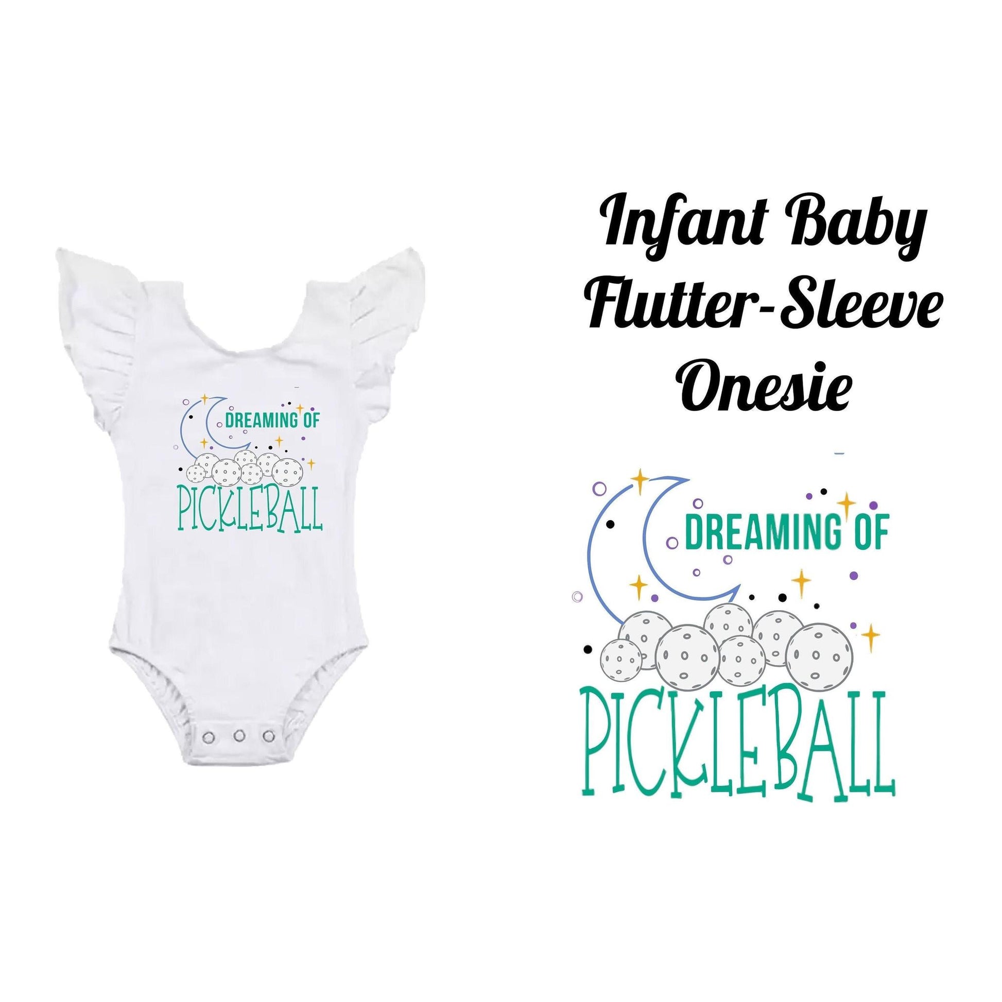 Dreaming Of Pickleball | Infant Flutter Sleeve One-Piece Bodysuit
