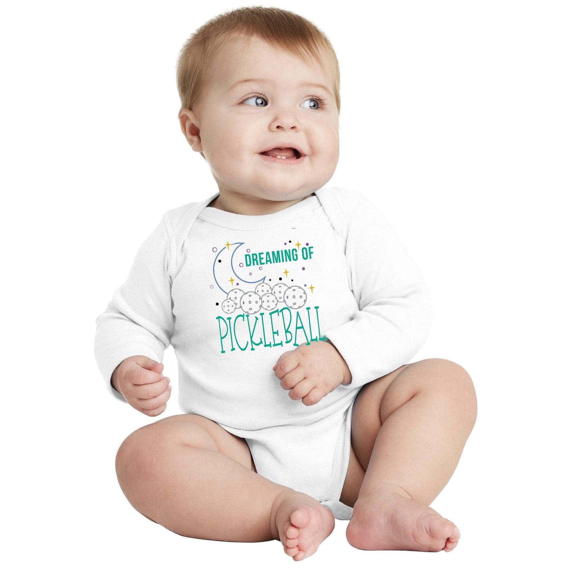 Dreaming of Pickleball | Infant Long Sleeve One-Piece Bodysuit| 100% Cotton