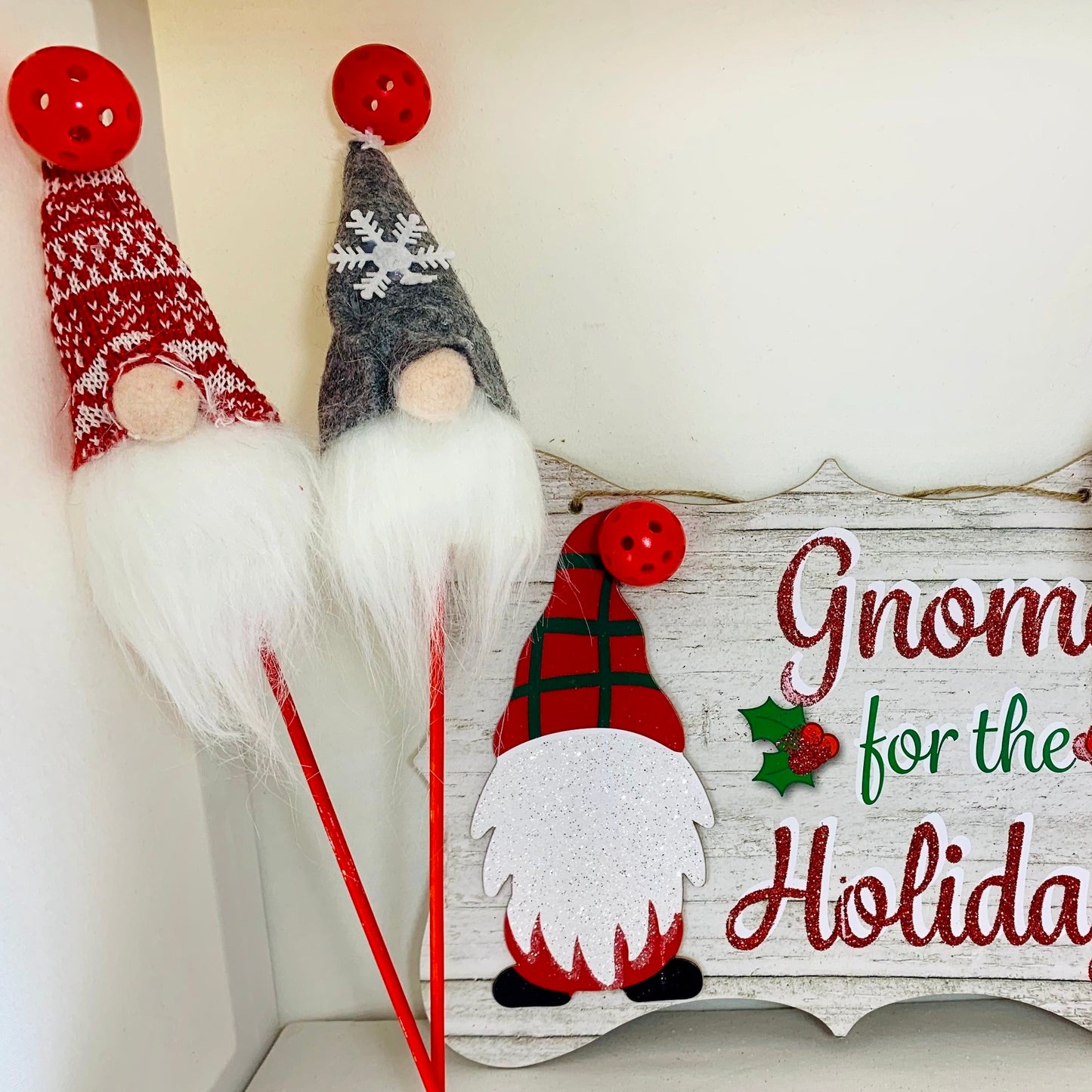 Pickleball Gnomes Floral Picks & Table Decorations | Pickleball Christmas Gifts And Decor