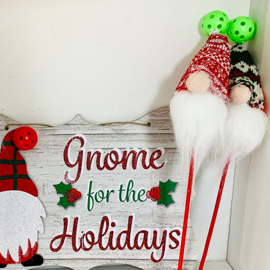 Pickleball Gnomes Floral Picks & Table Decorations  Adorable pickleball floral gnomes are guaranteed to brighten any room. Add these to any indoor plant/bouquet, table decoration, Christmas wreath or garland. Let your imagination run wild.