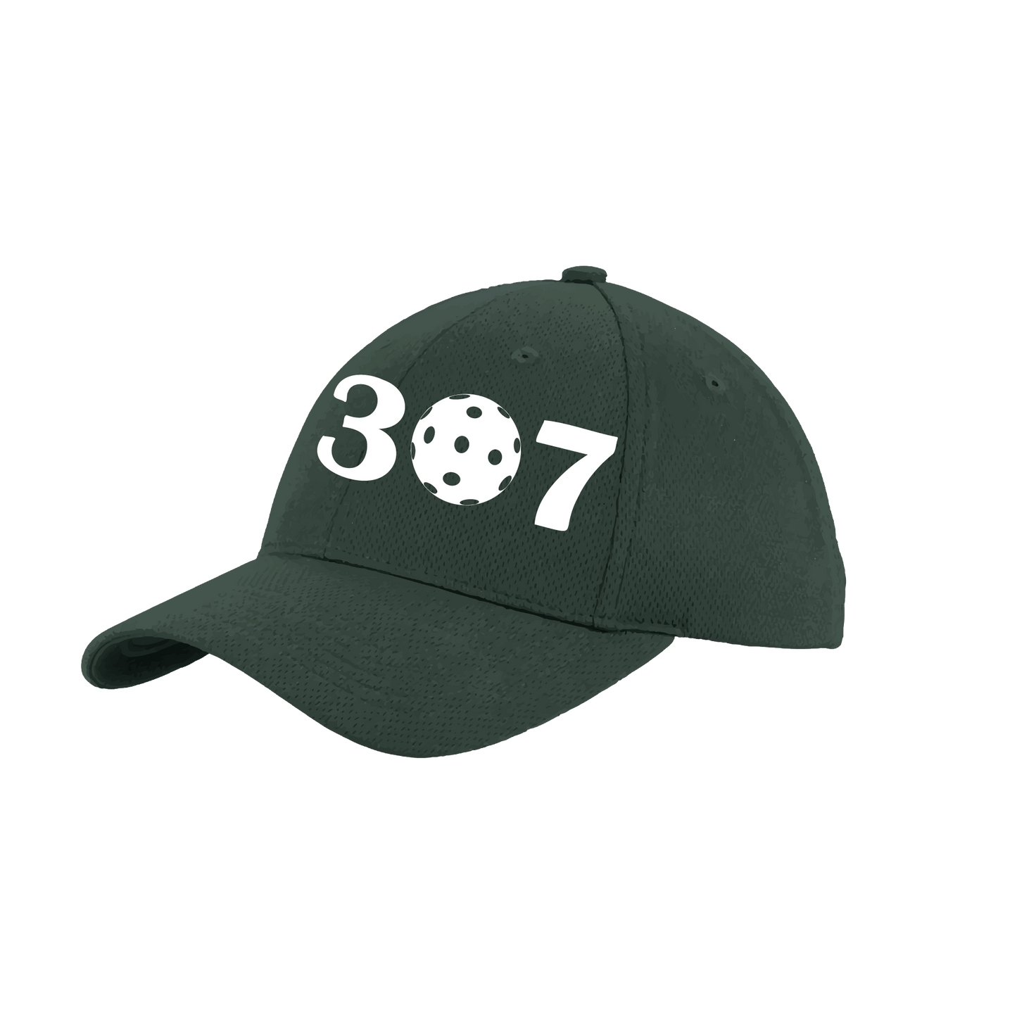 Design: 307 Wyoming Pickleball Club  This fun pickleball hat is the perfect accessory for all pickleball players needing to keep their focus on the game and not the sun. The moisture-wicking material is made of 100% polyester with closed-hole flat back mesh and PosiCharge Technology. The back closure is a hock and loop style made to adjust to every adult.