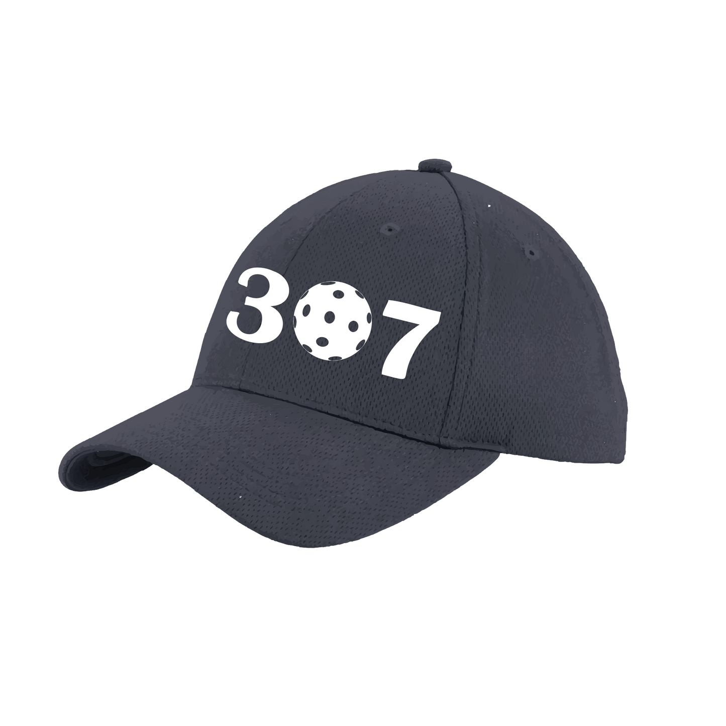 Design: 307 Wyoming Pickleball Club  This fun pickleball hat is the perfect accessory for all pickleball players needing to keep their focus on the game and not the sun. The moisture-wicking material is made of 100% polyester with closed-hole flat back mesh and PosiCharge Technology. The back closure is a hock and loop style made to adjust to every adult.