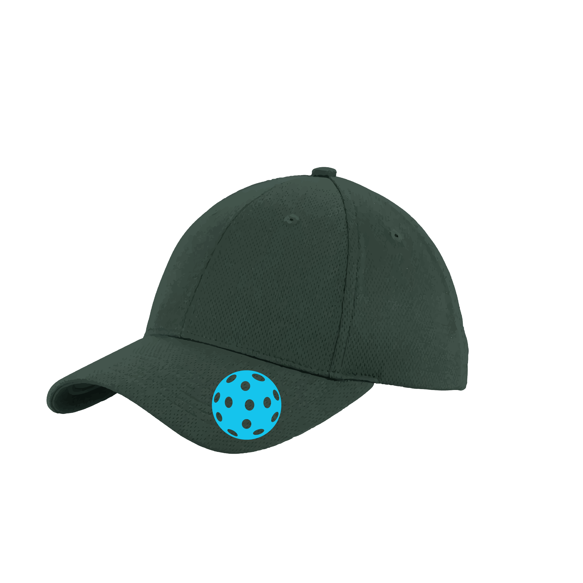 Design: Cyan Pickleball  This fun pickleball hat is the perfect accessory for all pickleball players needing to keep their focus on the game and not the sun. The moisture-wicking material is made of 100% polyester with closed-hole flat back mesh and PosiCharge Technology. The back closure is a hock and loop style made to adjust to every adult.