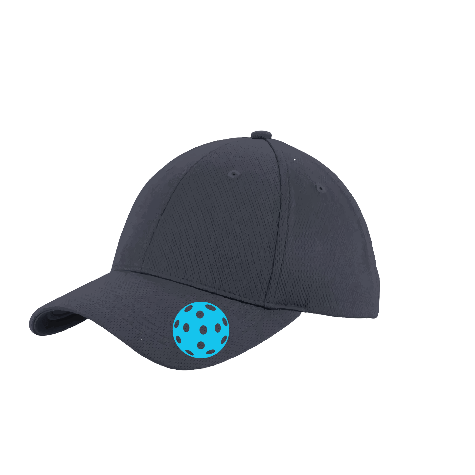 Design: Cyan Pickleball  This fun pickleball hat is the perfect accessory for all pickleball players needing to keep their focus on the game and not the sun. The moisture-wicking material is made of 100% polyester with closed-hole flat back mesh and PosiCharge Technology. The back closure is a hock and loop style made to adjust to every adult.