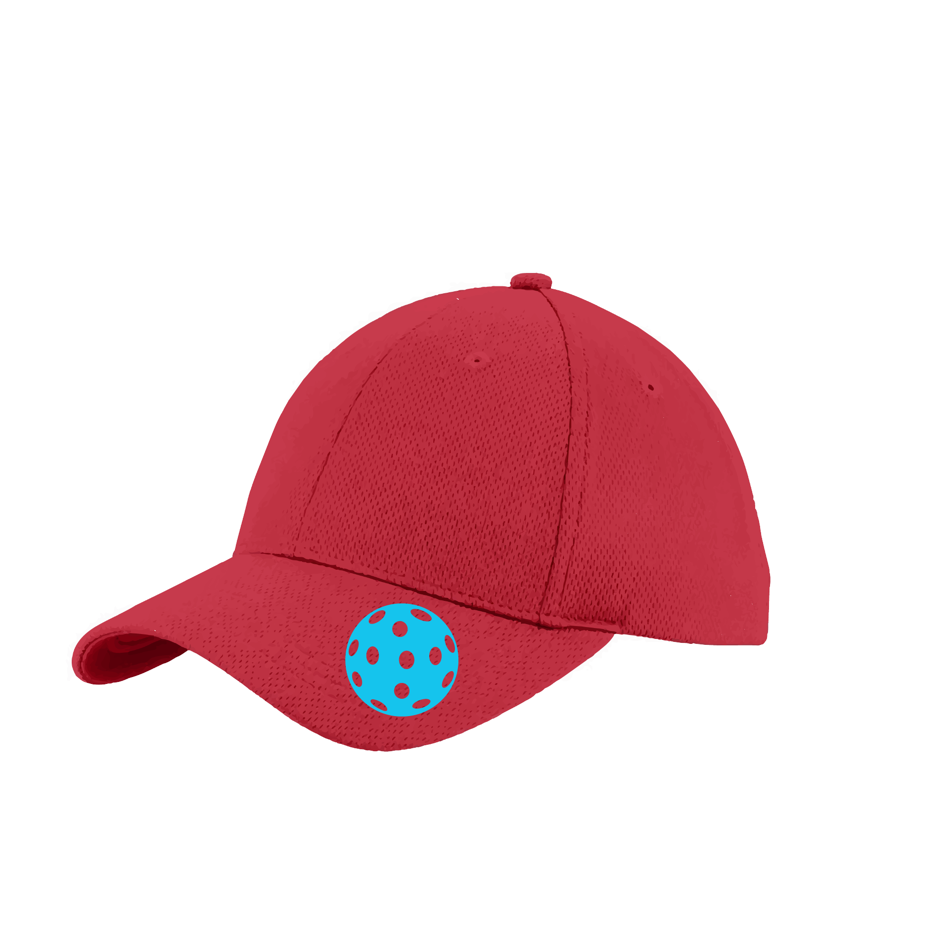 Design: Cyan Pickleball  This fun pickleball hat is the perfect accessory for all pickleball players needing to keep their focus on the game and not the sun. The moisture-wicking material is made of 100% polyester with closed-hole flat back mesh and PosiCharge Technology. The back closure is a hock and loop style made to adjust to every adult.