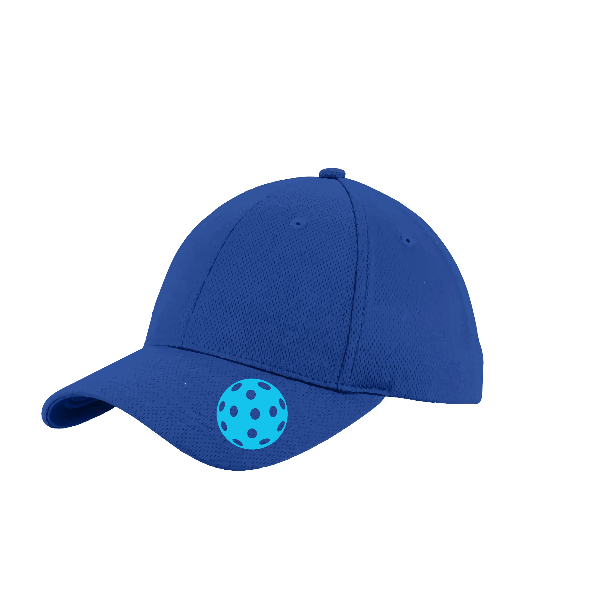 Design: Cyan Pickleball  This fun pickleball hat is the perfect accessory for all pickleball players needing to keep their focus on the game and not the sun. The moisture-wicking material is made of 100% polyester with closed-hole flat back mesh and PosiCharge Technology. The back closure is a hock and loop style made to adjust to every adult.