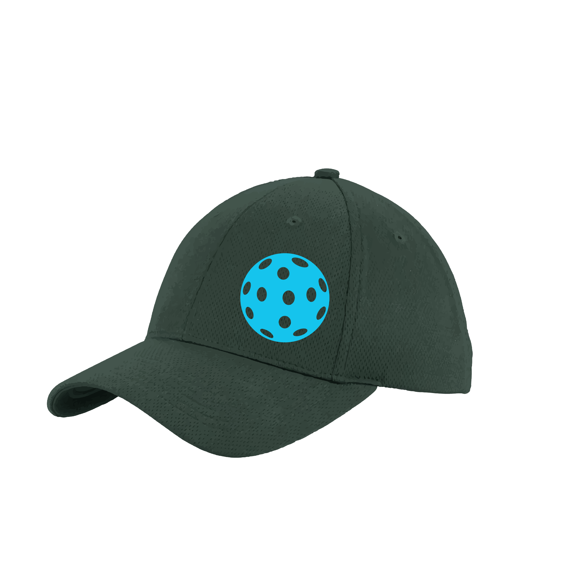 Design: Cyan Pickleball  This fun pickleball hat is the perfect accessory for all pickleball players needing to keep their focus on the game and not the sun. The moisture-wicking material is made of 100% polyester with closed-hole flat back mesh and PosiCharge Technology. The back closure is a hock and loop style made to adjust to every adult.