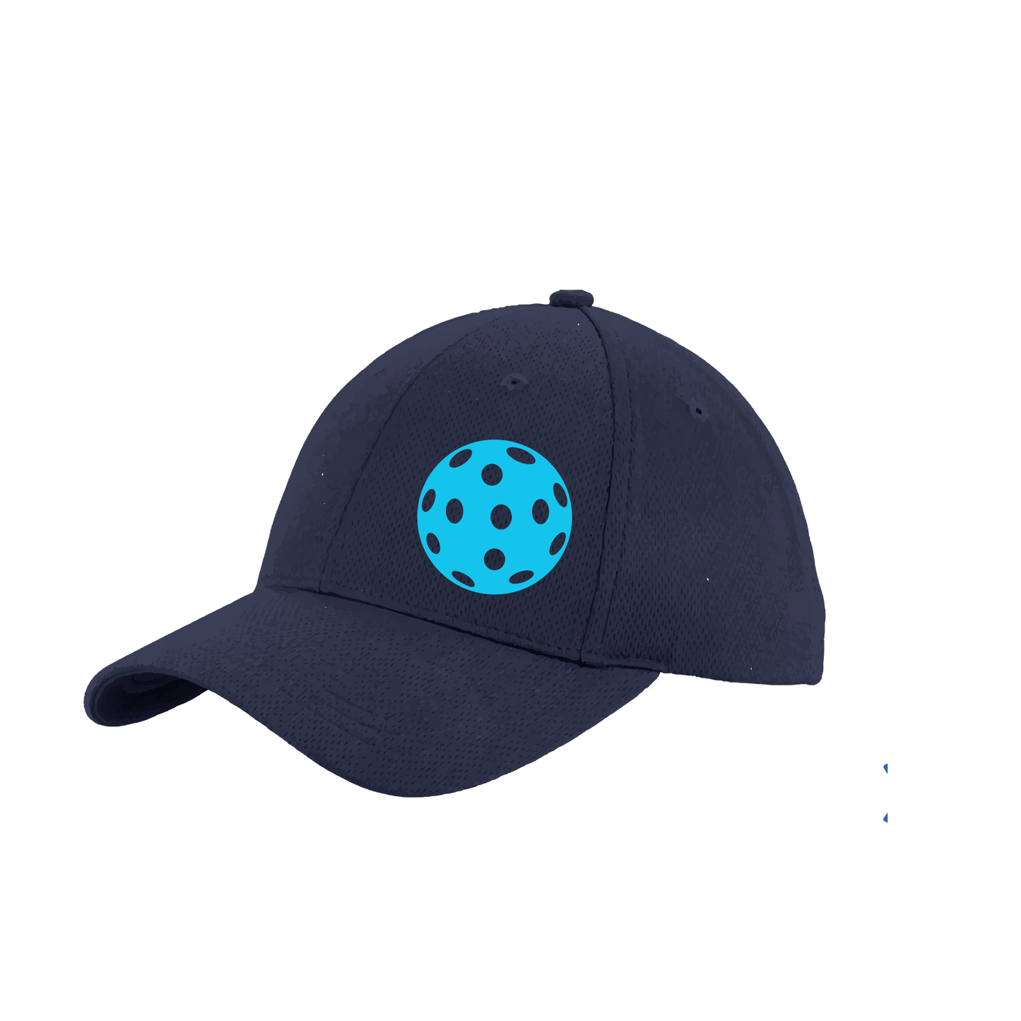 Design: Cyan Pickleball  This fun pickleball hat is the perfect accessory for all pickleball players needing to keep their focus on the game and not the sun. The moisture-wicking material is made of 100% polyester with closed-hole flat back mesh and PosiCharge Technology. The back closure is a hock and loop style made to adjust to every adult.