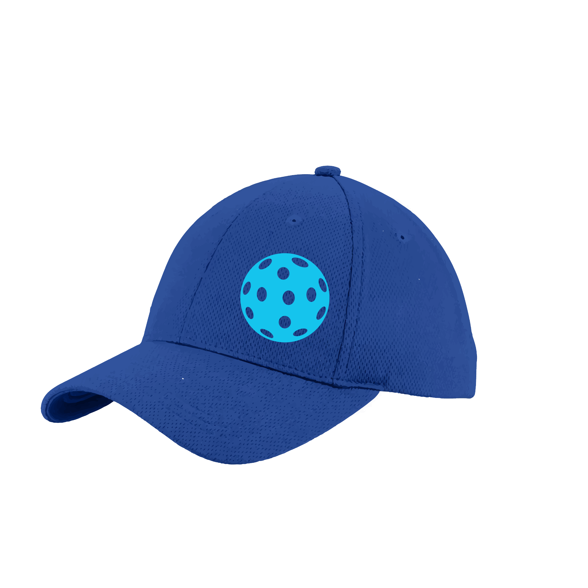 Design: Cyan Pickleball  This fun pickleball hat is the perfect accessory for all pickleball players needing to keep their focus on the game and not the sun. The moisture-wicking material is made of 100% polyester with closed-hole flat back mesh and PosiCharge Technology. The back closure is a hock and loop style made to adjust to every adult.