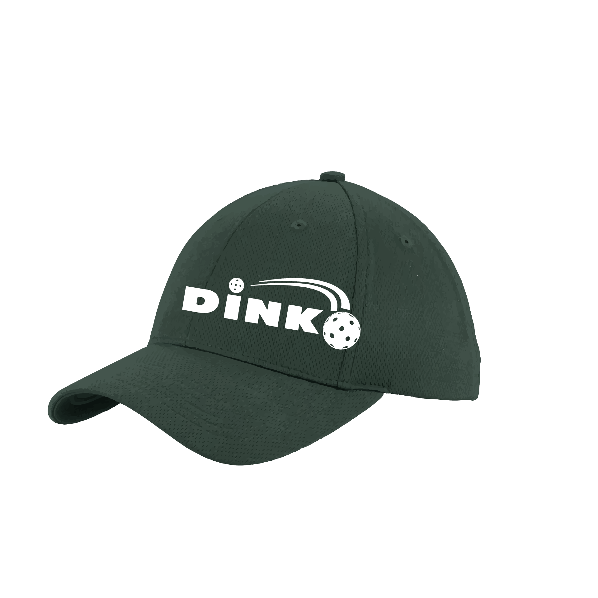 Pickleball Design: Dink  This fun pickleball hat is the perfect accessory for all pickleball players needing to keep their focus on the game and not the sun. The moisture-wicking material is made of 100% polyester with closed-hole flat back mesh and PosiCharge Technology. The back closure is a hock and loop style made to adjust to every adult.