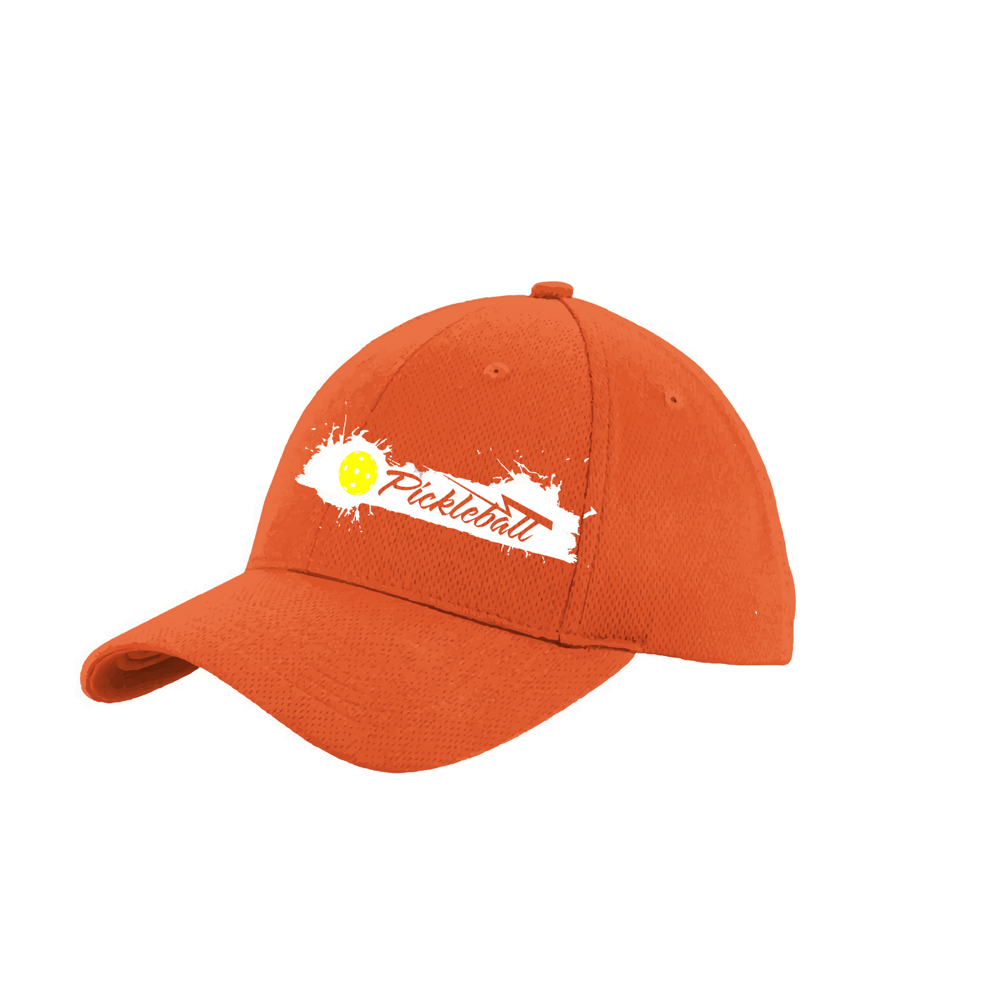 Pickleball Design: Extreme Pickleball  This fun pickleball hat is the perfect accessory for all pickleball players needing to keep their focus on the game and not the sun. The moisture-wicking material is made of 100% polyester with closed-hole flat back mesh and PosiCharge Technology. The back closure is a hock and loop style made to adjust to every adult.