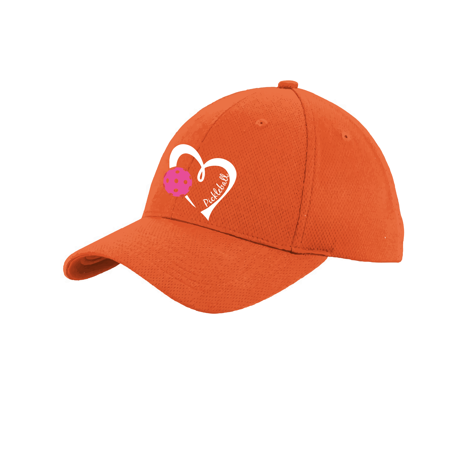 Pickleball Hat Design: Pickleball Heart  This fun pickleball hat is the perfect accessory for all pickleball players needing to keep their focus on the game and not the sun. The moisture-wicking material is made of 100% polyester with closed-hole flat back mesh and PosiCharge Technology. The back closure is a hock and loop style made to adjust to every adult.