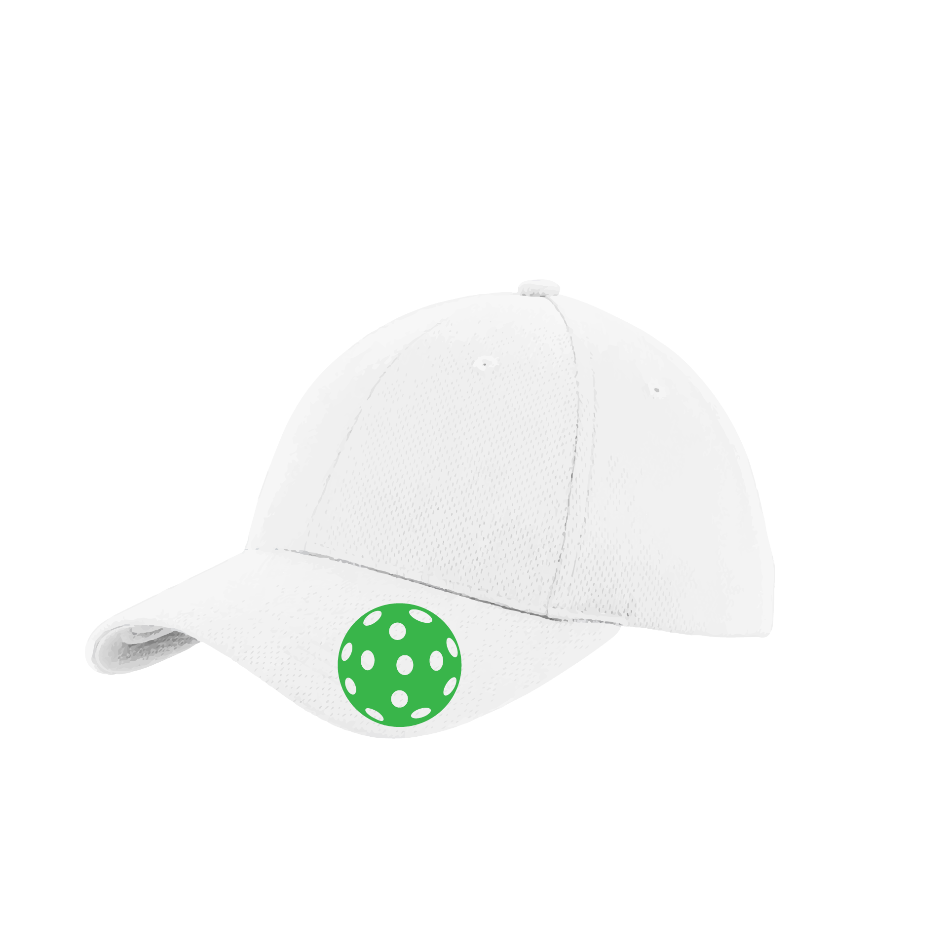Pickleball Hat Design: Green Pickleball  This fun pickleball hat is the perfect accessory for all pickleball players needing to keep their focus on the game and not the sun. The moisture-wicking material is made of 100% polyester with closed-hole flat back mesh and PosiCharge Technology. The back closure is a hock and loop style made to adjust to every adult.