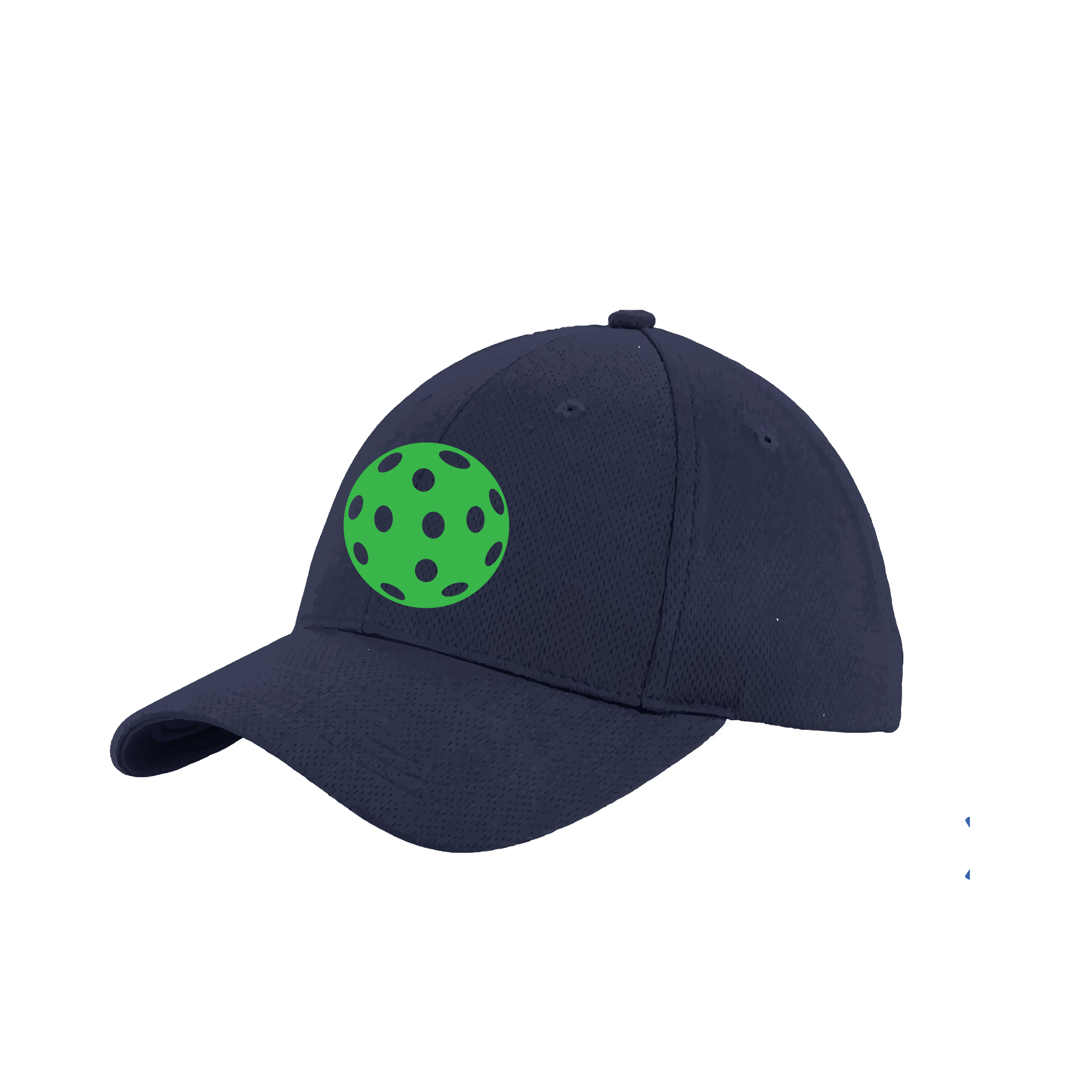 Pickleball Hat Design: Green Pickleball  This fun pickleball hat is the perfect accessory for all pickleball players needing to keep their focus on the game and not the sun. The moisture-wicking material is made of 100% polyester with closed-hole flat back mesh and PosiCharge Technology. The back closure is a hock and loop style made to adjust to every adult.