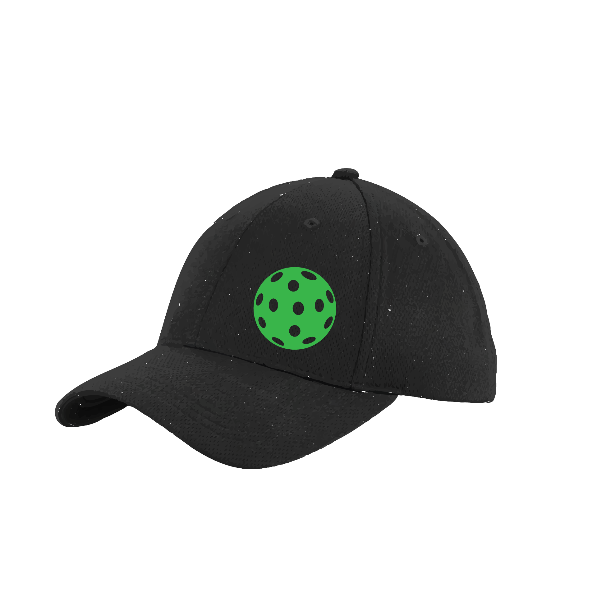 Pickleball Hat Design: Green Pickleball  This fun pickleball hat is the perfect accessory for all pickleball players needing to keep their focus on the game and not the sun. The moisture-wicking material is made of 100% polyester with closed-hole flat back mesh and PosiCharge Technology. The back closure is a hock and loop style made to adjust to every adult.