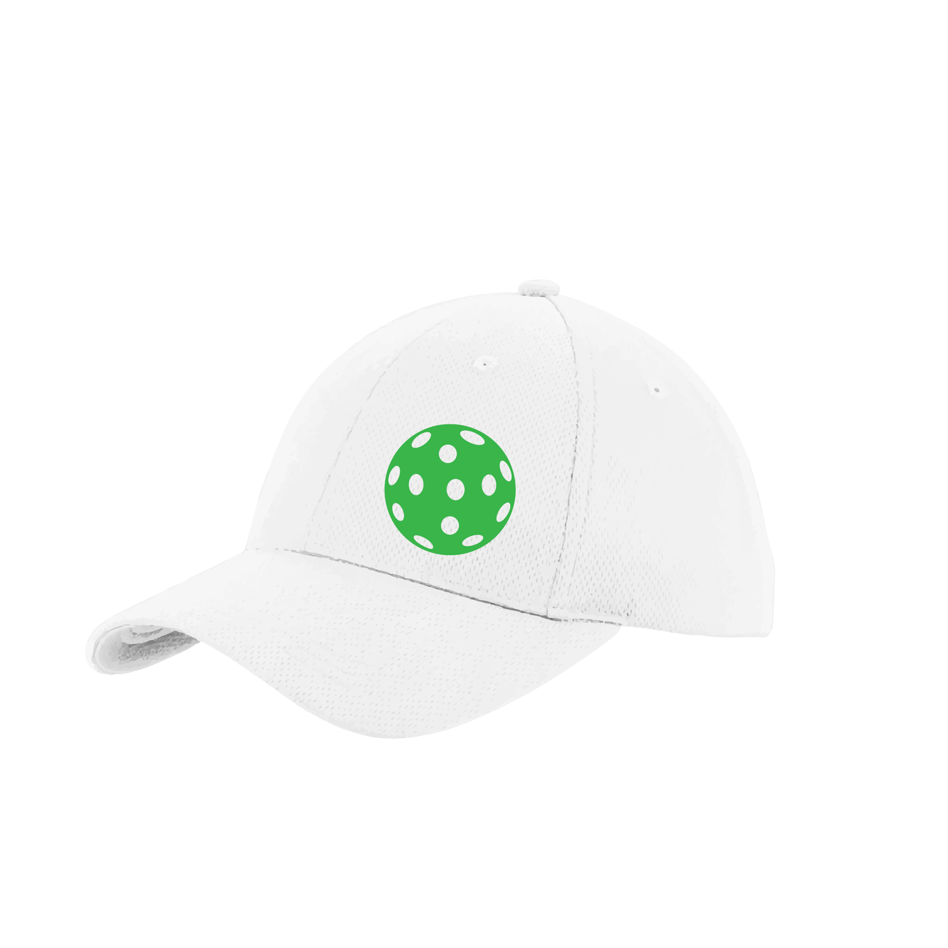 Pickleball Hat Design: Green Pickleball  This fun pickleball hat is the perfect accessory for all pickleball players needing to keep their focus on the game and not the sun. The moisture-wicking material is made of 100% polyester with closed-hole flat back mesh and PosiCharge Technology. The back closure is a hock and loop style made to adjust to every adult.