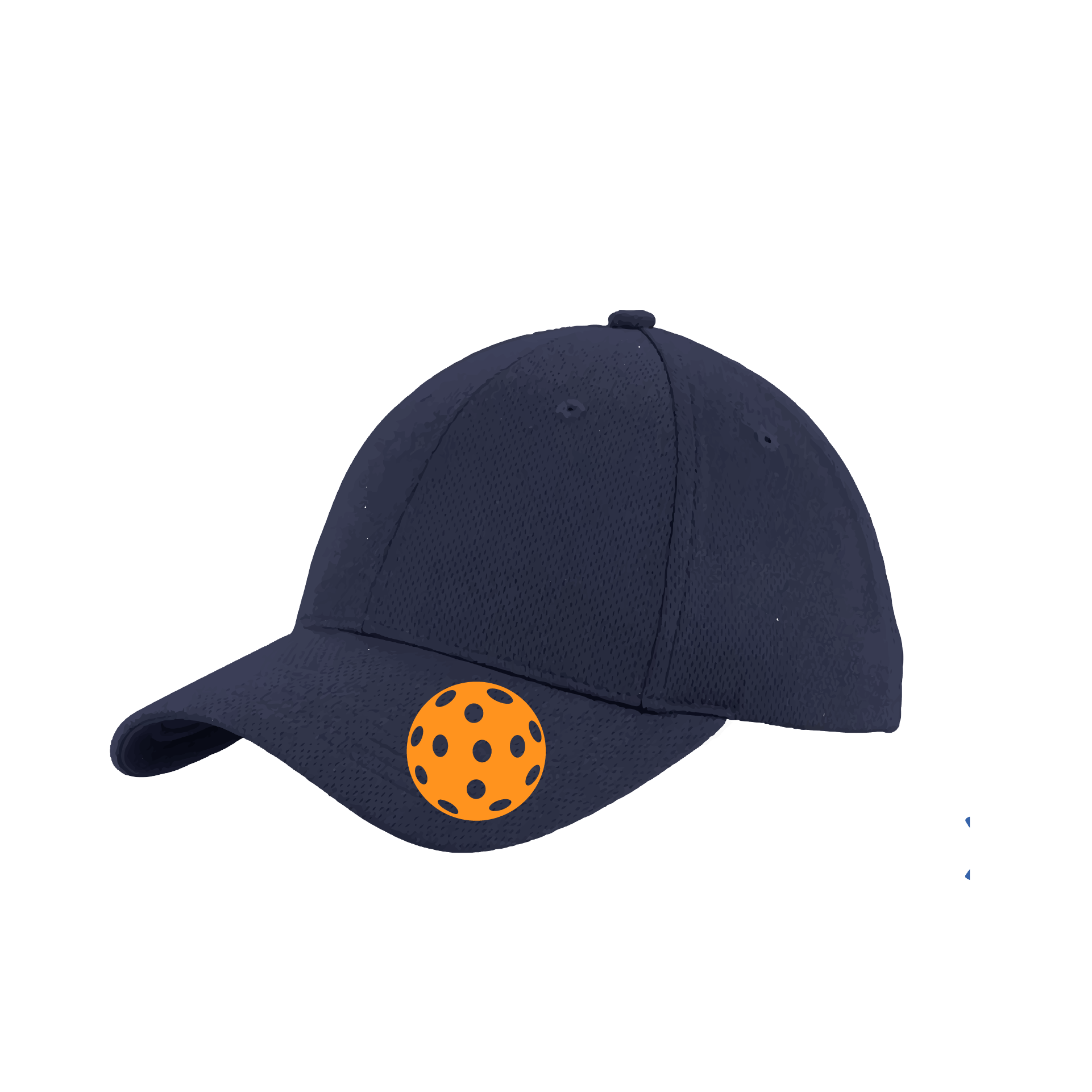 Pickleball Hat Design: Orange Pickleball  This fun pickleball hat is the perfect accessory for all pickleball players needing to keep their focus on the game and not the sun. The moisture-wicking material is made of 100% polyester with closed-hole flat back mesh and PosiCharge Technology. The back closure is a hock and loop style made to adjust to every adult.