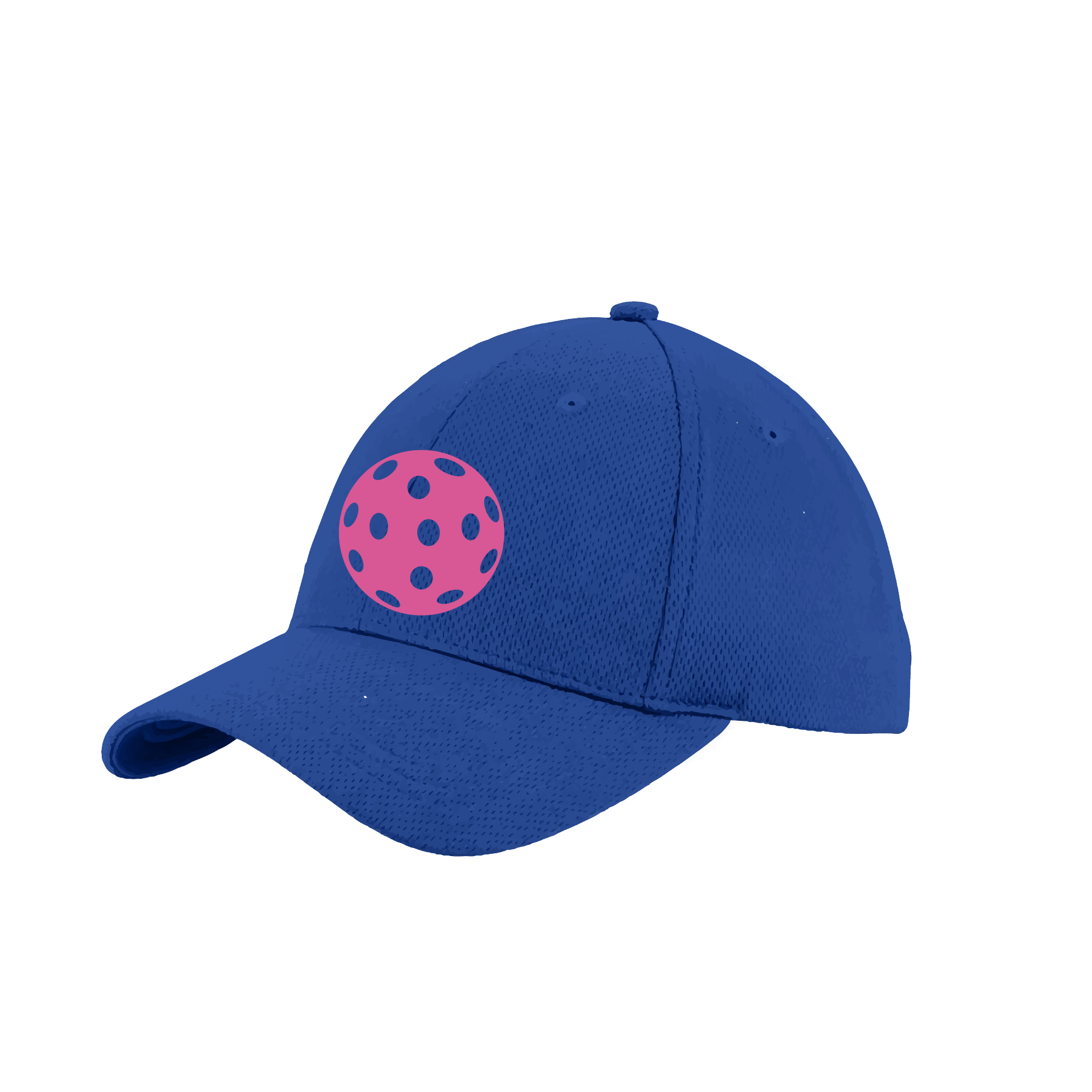 Pickleball Hat Design: Pink Ball  This fun pickleball hat is the perfect accessory for all pickleball players needing to keep their focus on the game and not the sun. The moisture-wicking material is made of 100% polyester with closed-hole flat back mesh and PosiCharge Technology. The back closure is a hock and loop style made to adjust to every adult.