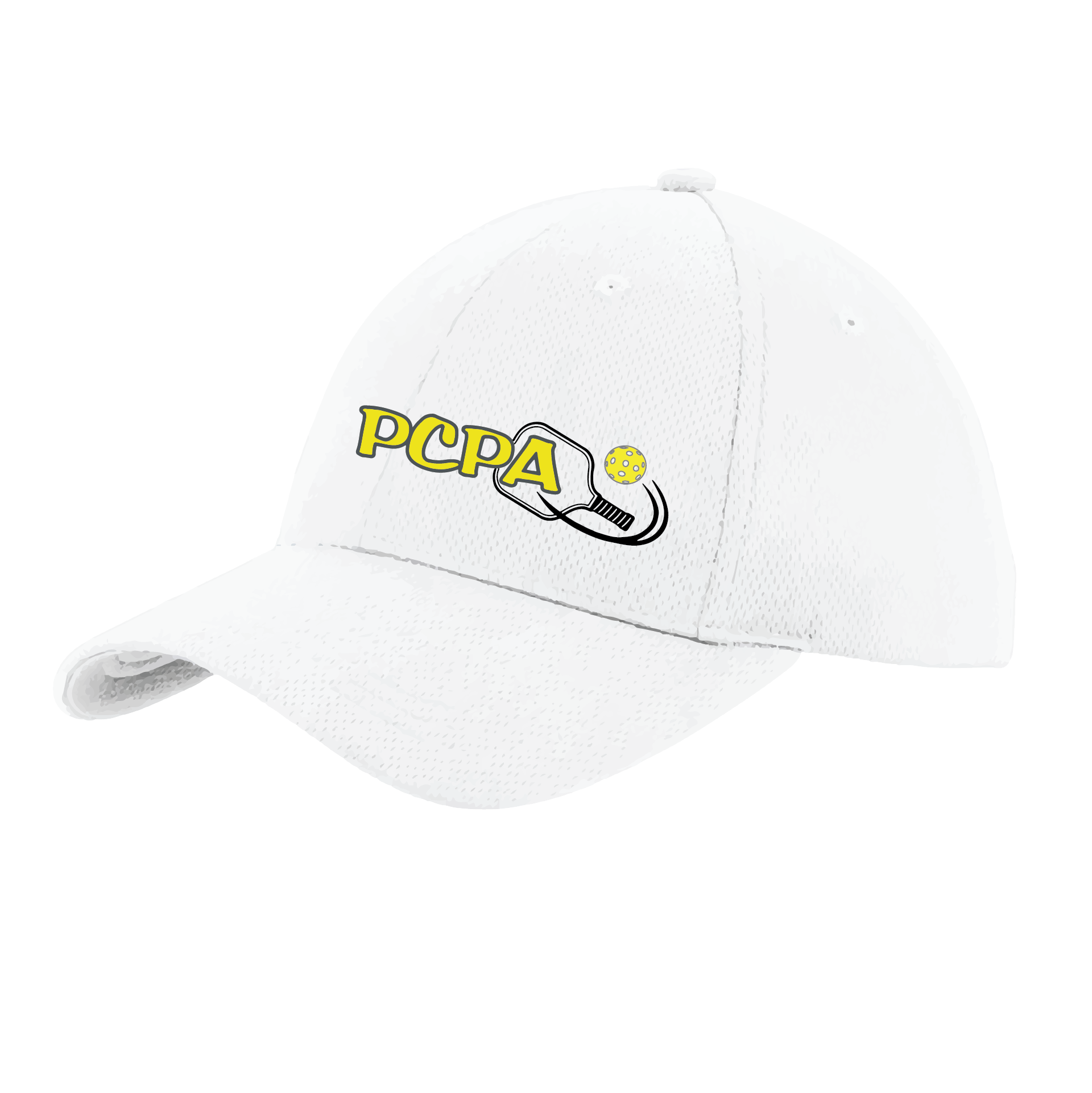 Pickleball Design: Pueblo County Pickleball Association (Black Design)  This fun pickleball hat is the perfect accessory for all pickleball players needing to keep their focus on the game and not the sun. The moisture-wicking material is made of 100% polyester with closed-hole flat back mesh and PosiCharge Technology. The back closure is a hock and loop style made to adjust to every adult.