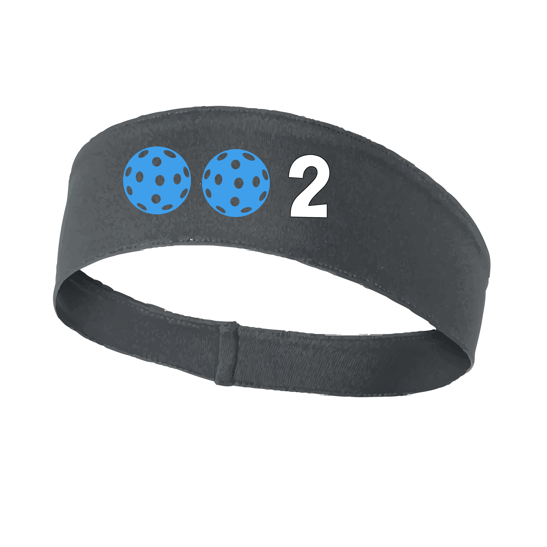 Design: 002 with Customizable Ball Colors  This fun, pickleball designed, moisture-wicking headband narrows in the back to fit more securely. Single-needle top-stitched edging. These headbands come in a variety of colors. Truly shows your love for the sport of pickleball!!