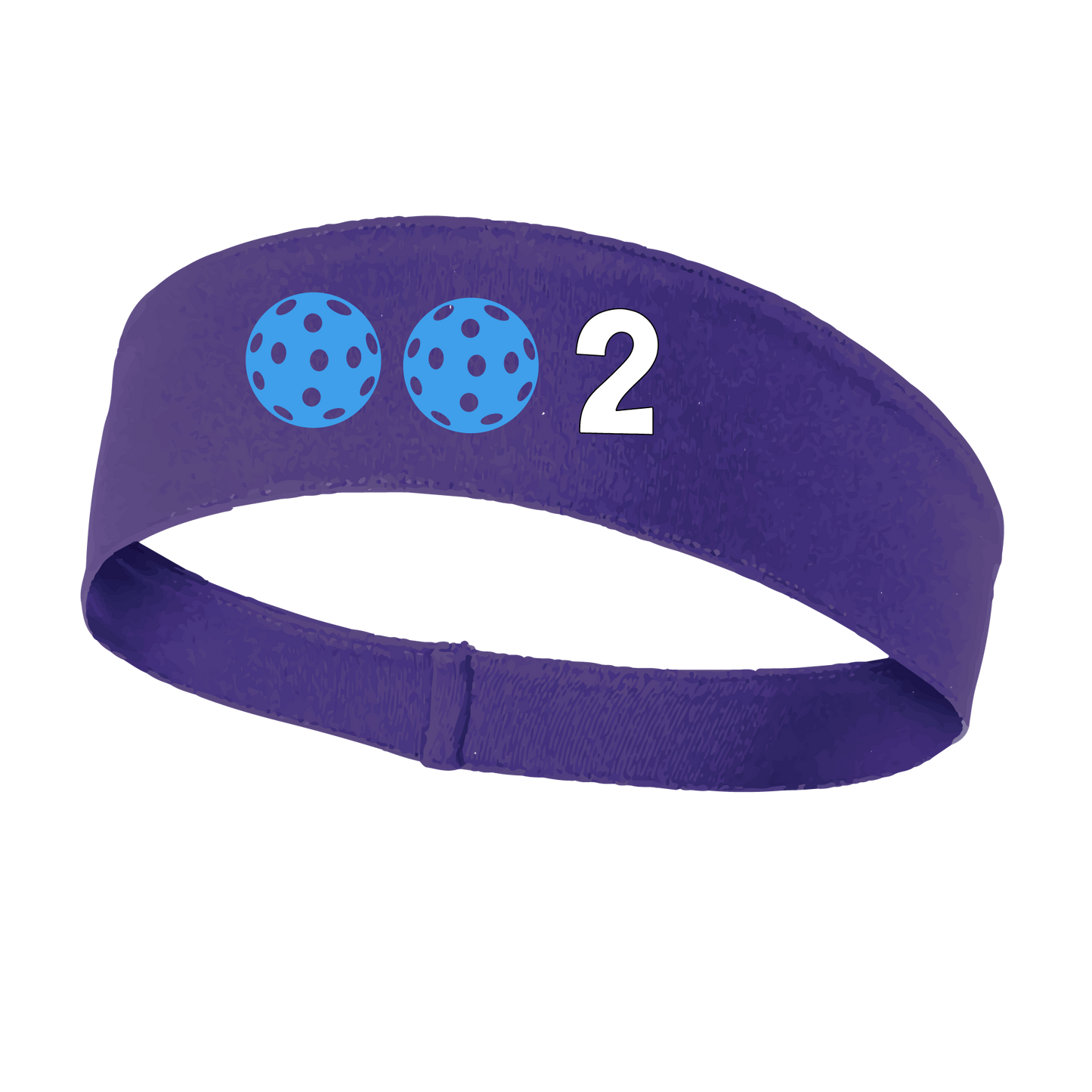 Design: 002 with Customizable Ball Colors  This fun, pickleball designed, moisture-wicking headband narrows in the back to fit more securely. Single-needle top-stitched edging. These headbands come in a variety of colors. Truly shows your love for the sport of pickleball!!