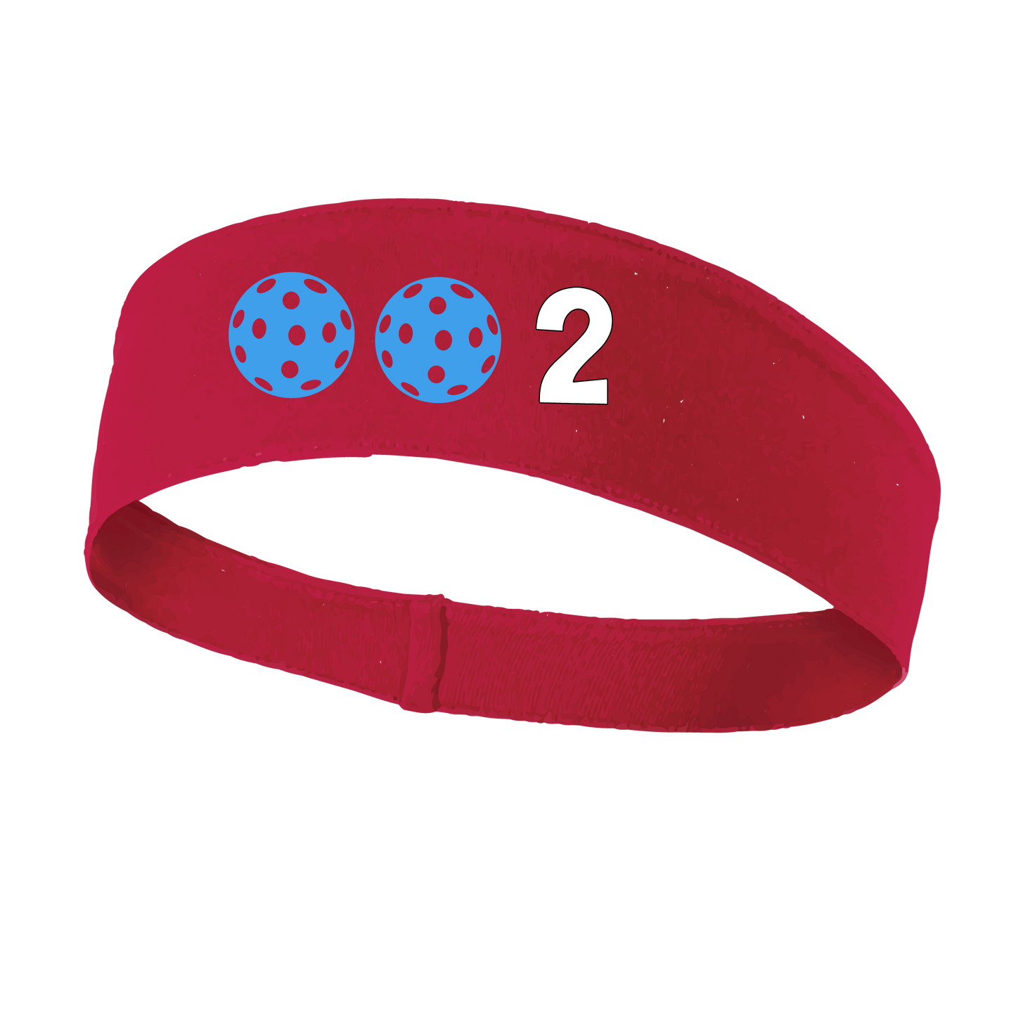 Design: 002 with Customizable Ball Colors  This fun, pickleball designed, moisture-wicking headband narrows in the back to fit more securely. Single-needle top-stitched edging. These headbands come in a variety of colors. Truly shows your love for the sport of pickleball!!