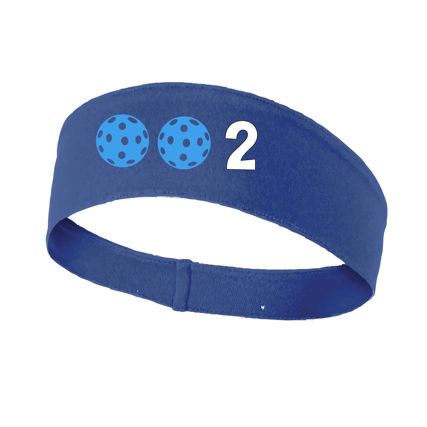 Design: 002 with Customizable Ball Colors  This fun, pickleball designed, moisture-wicking headband narrows in the back to fit more securely. Single-needle top-stitched edging. These headbands come in a variety of colors. Truly shows your love for the sport of pickleball!!