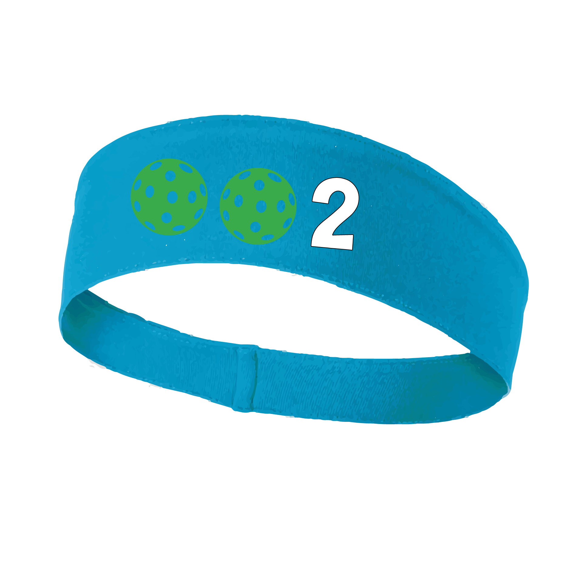 Design: 002 with Customizable Ball Colors  This fun, pickleball designed, moisture-wicking headband narrows in the back to fit more securely. Single-needle top-stitched edging. These headbands come in a variety of colors. Truly shows your love for the sport of pickleball!!