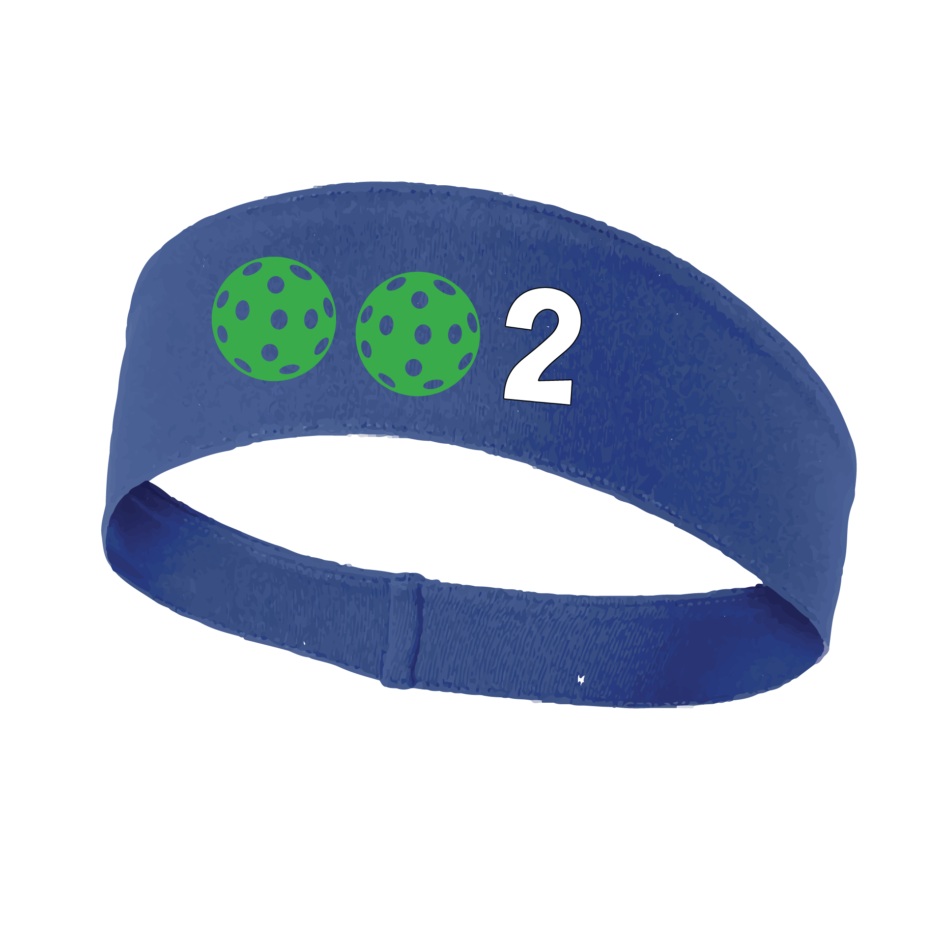 Design: 002 with Customizable Ball Colors  This fun, pickleball designed, moisture-wicking headband narrows in the back to fit more securely. Single-needle top-stitched edging. These headbands come in a variety of colors. Truly shows your love for the sport of pickleball!!