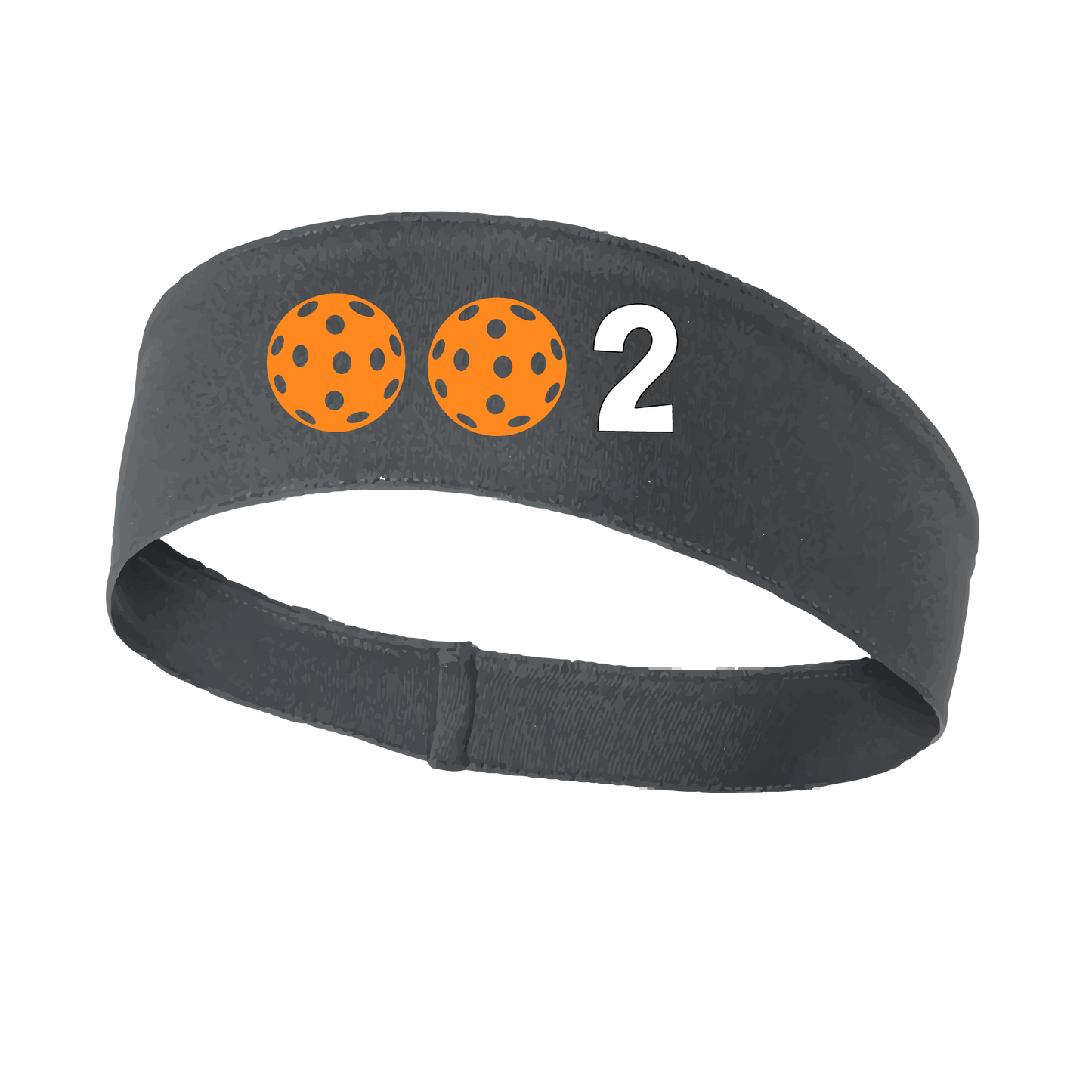 Design: 002 with Customizable Ball Colors  This fun, pickleball designed, moisture-wicking headband narrows in the back to fit more securely. Single-needle top-stitched edging. These headbands come in a variety of colors. Truly shows your love for the sport of pickleball!!