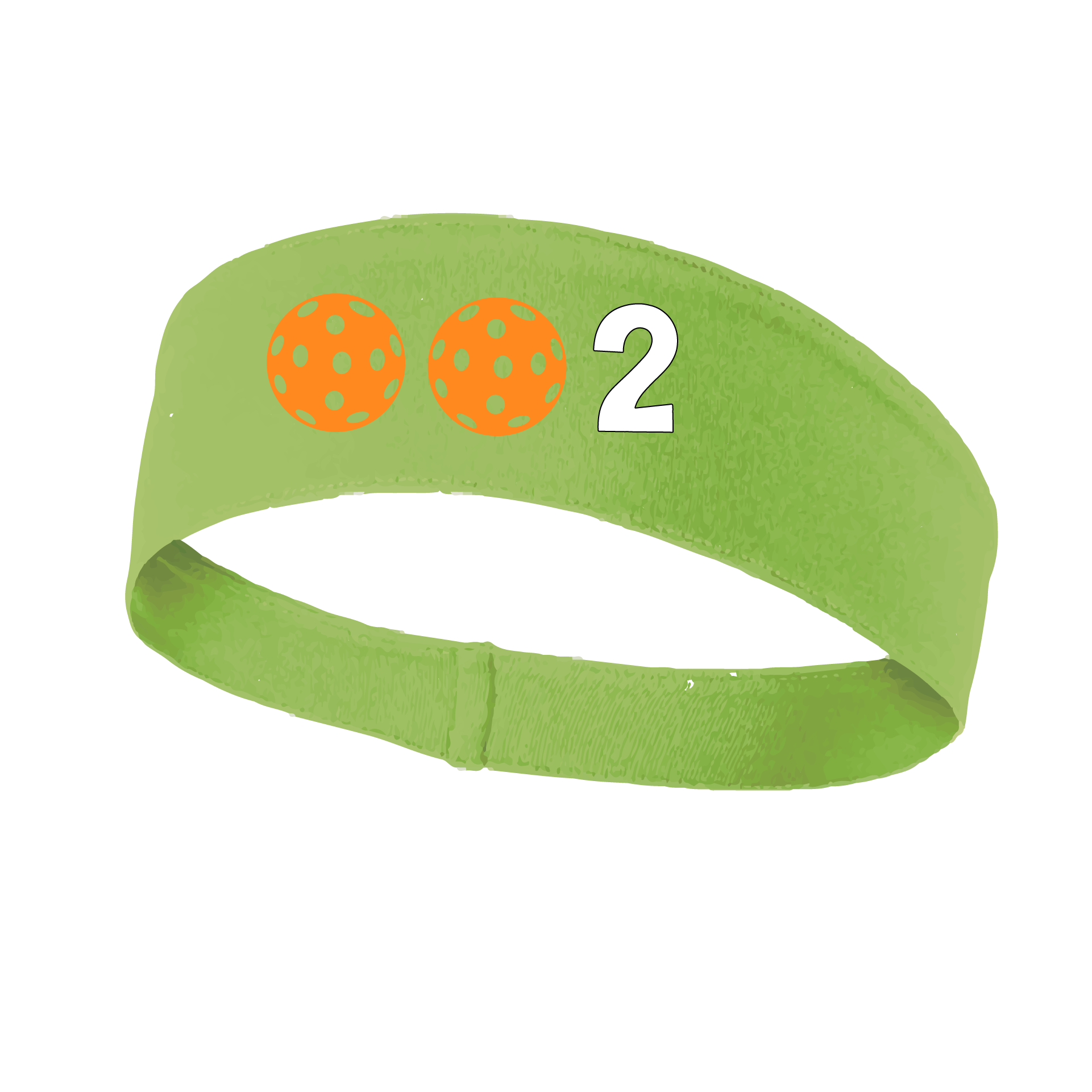 Design: 002 with Customizable Ball Colors  This fun, pickleball designed, moisture-wicking headband narrows in the back to fit more securely. Single-needle top-stitched edging. These headbands come in a variety of colors. Truly shows your love for the sport of pickleball!!