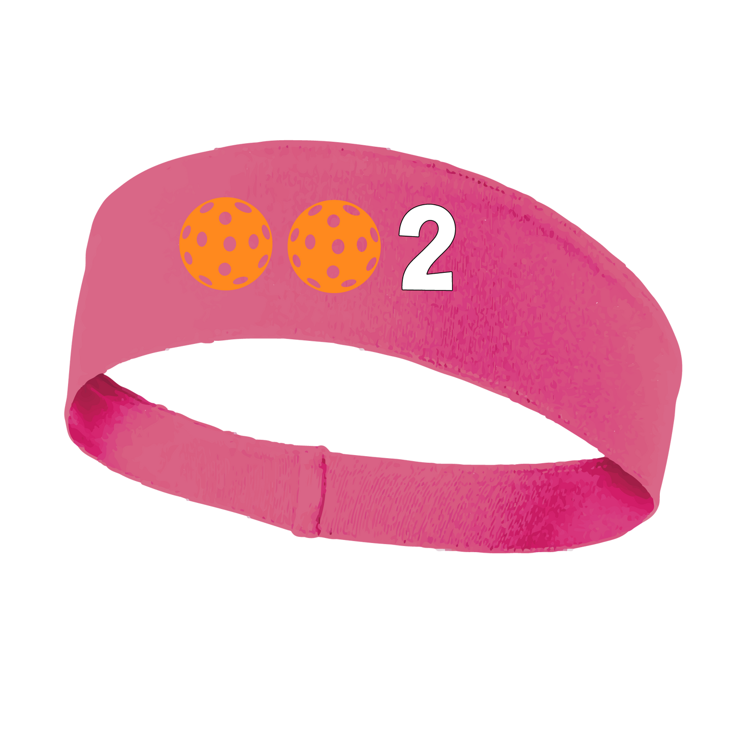 Design: 002 with Customizable Ball Colors  This fun, pickleball designed, moisture-wicking headband narrows in the back to fit more securely. Single-needle top-stitched edging. These headbands come in a variety of colors. Truly shows your love for the sport of pickleball!!