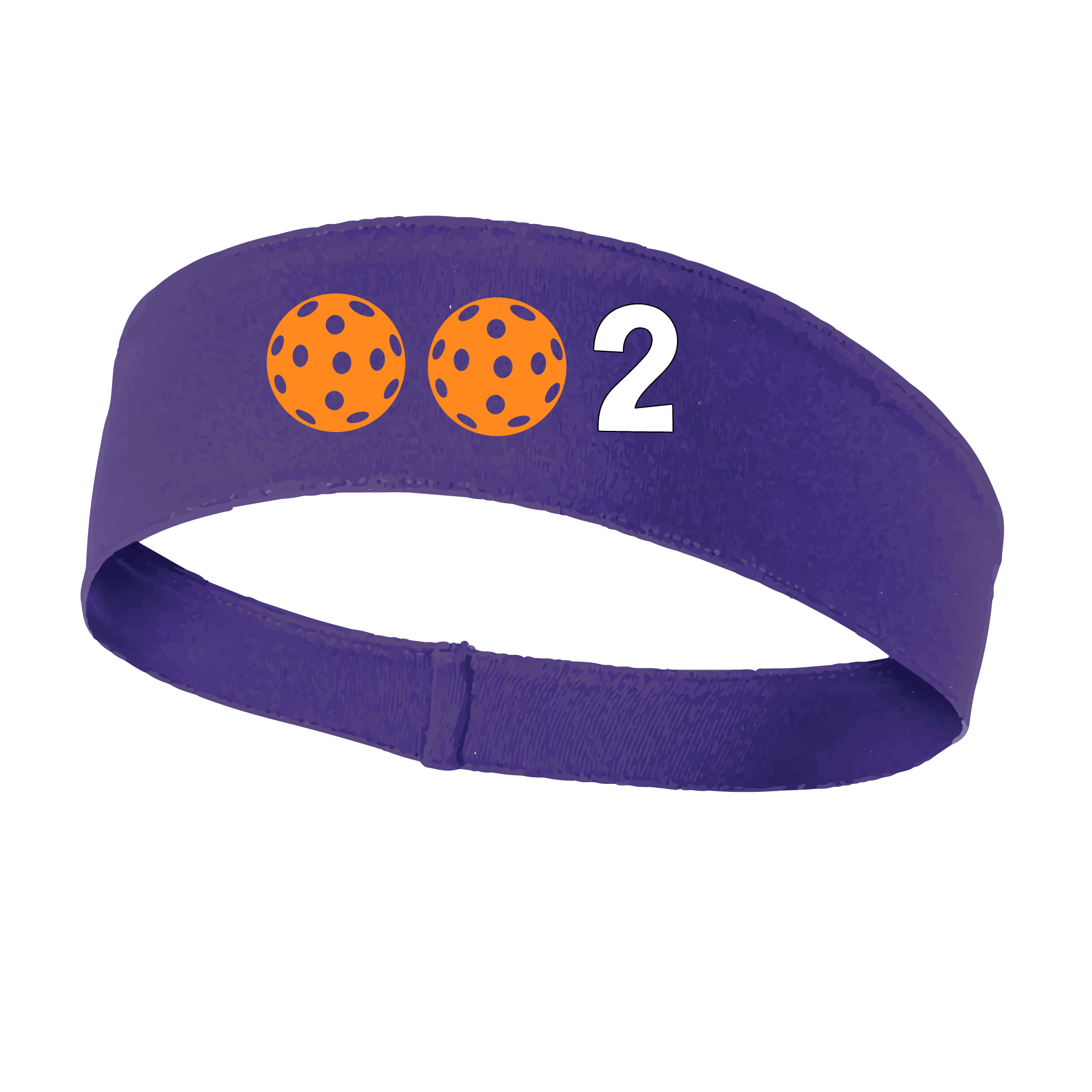 Design: 002 with Customizable Ball Colors  This fun, pickleball designed, moisture-wicking headband narrows in the back to fit more securely. Single-needle top-stitched edging. These headbands come in a variety of colors. Truly shows your love for the sport of pickleball!!