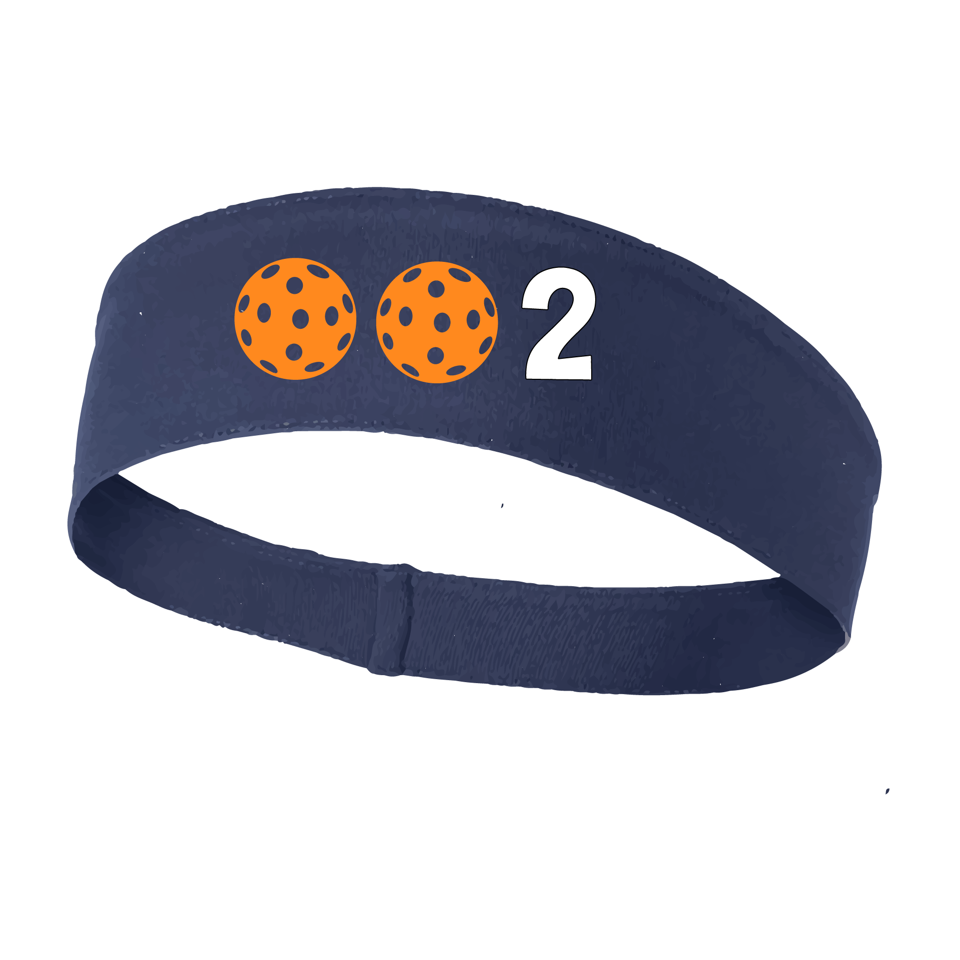 Design: 002 with Customizable Ball Colors  This fun, pickleball designed, moisture-wicking headband narrows in the back to fit more securely. Single-needle top-stitched edging. These headbands come in a variety of colors. Truly shows your love for the sport of pickleball!!