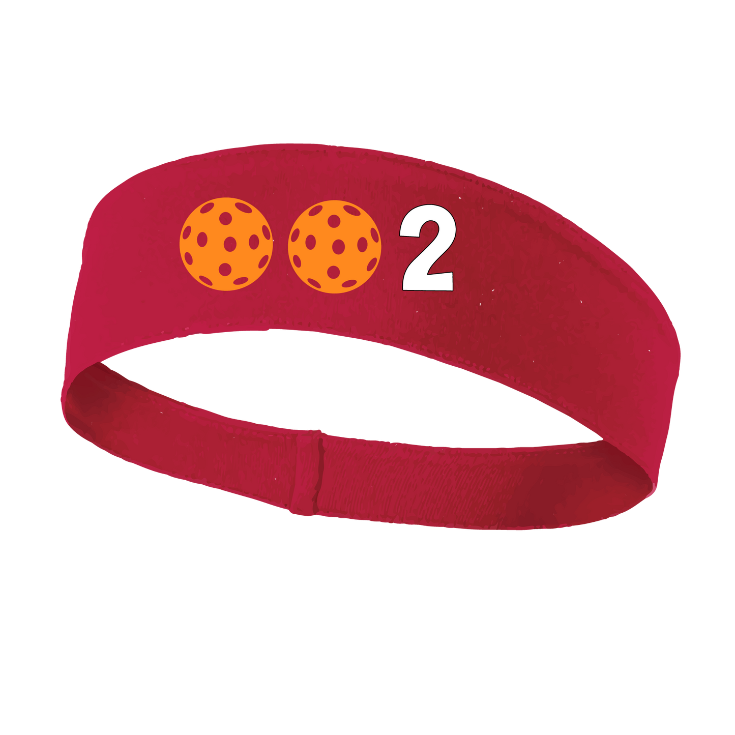 Design: 002 with Customizable Ball Colors  This fun, pickleball designed, moisture-wicking headband narrows in the back to fit more securely. Single-needle top-stitched edging. These headbands come in a variety of colors. Truly shows your love for the sport of pickleball!!