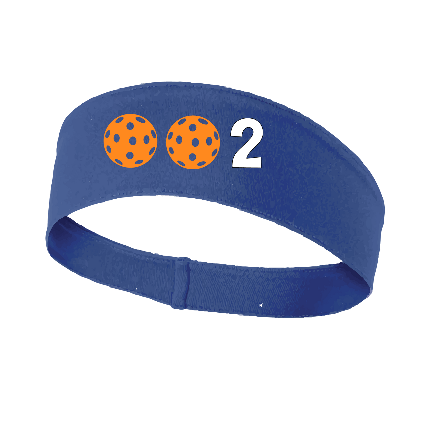 Design: 002 with Customizable Ball Colors  This fun, pickleball designed, moisture-wicking headband narrows in the back to fit more securely. Single-needle top-stitched edging. These headbands come in a variety of colors. Truly shows your love for the sport of pickleball!!