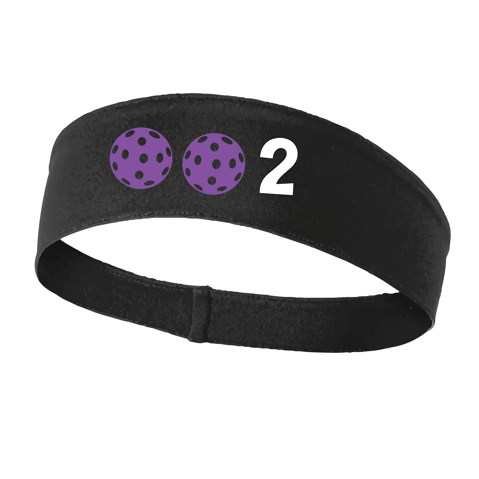 Design: 002 with Customizable Ball Colors  This fun, pickleball designed, moisture-wicking headband narrows in the back to fit more securely. Single-needle top-stitched edging. These headbands come in a variety of colors. Truly shows your love for the sport of pickleball!!