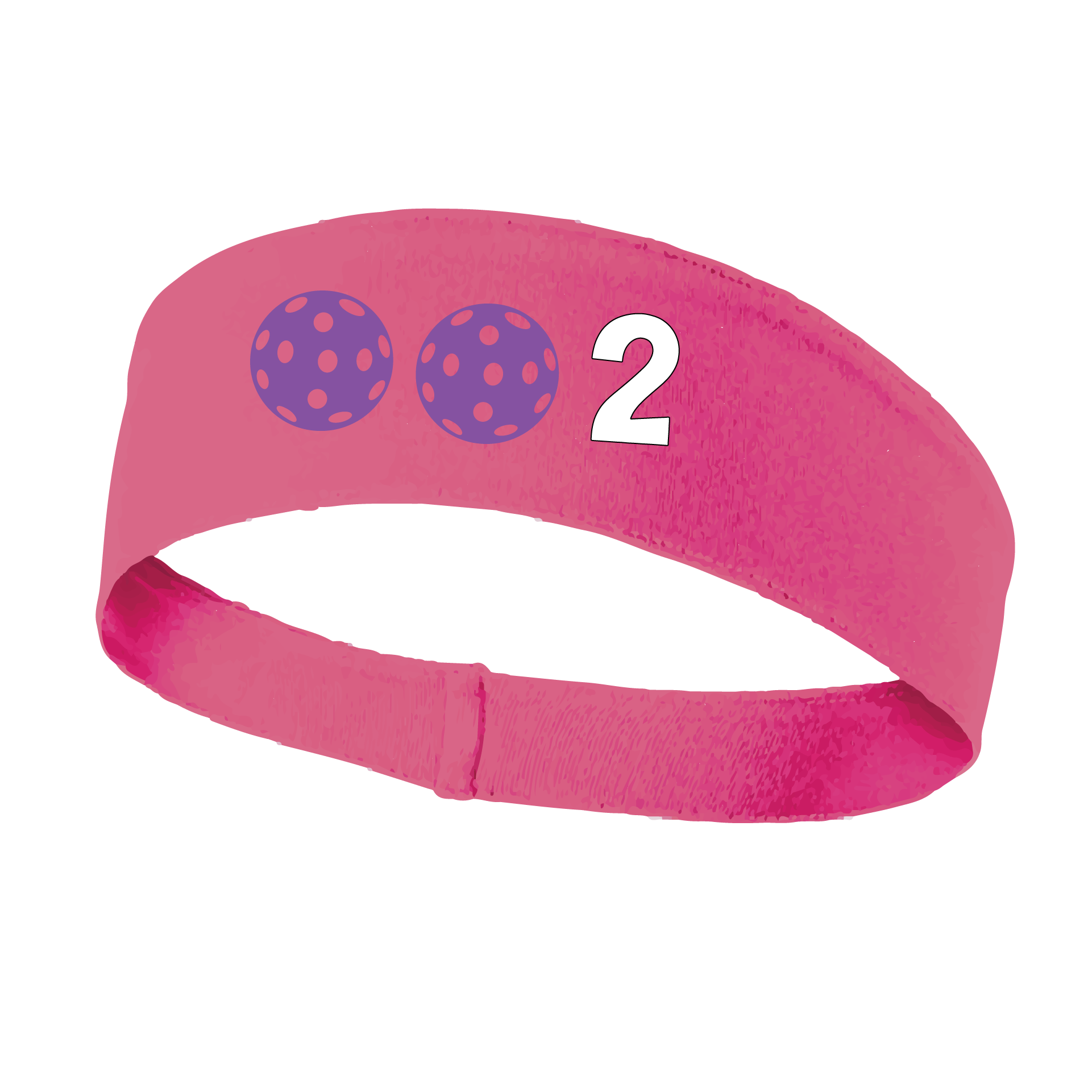 Design: 002 with Customizable Ball Colors  This fun, pickleball designed, moisture-wicking headband narrows in the back to fit more securely. Single-needle top-stitched edging. These headbands come in a variety of colors. Truly shows your love for the sport of pickleball!!