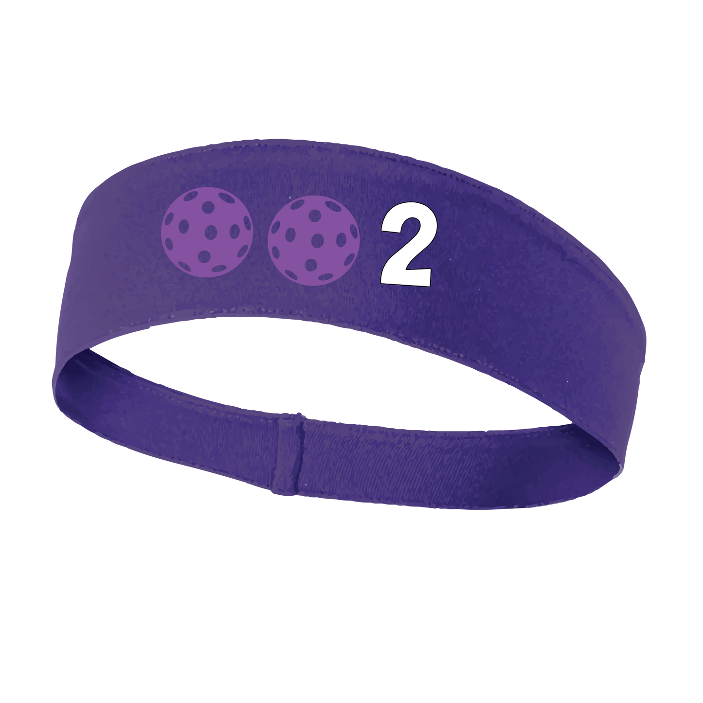 Design: 002 with Customizable Ball Colors  This fun, pickleball designed, moisture-wicking headband narrows in the back to fit more securely. Single-needle top-stitched edging. These headbands come in a variety of colors. Truly shows your love for the sport of pickleball!!