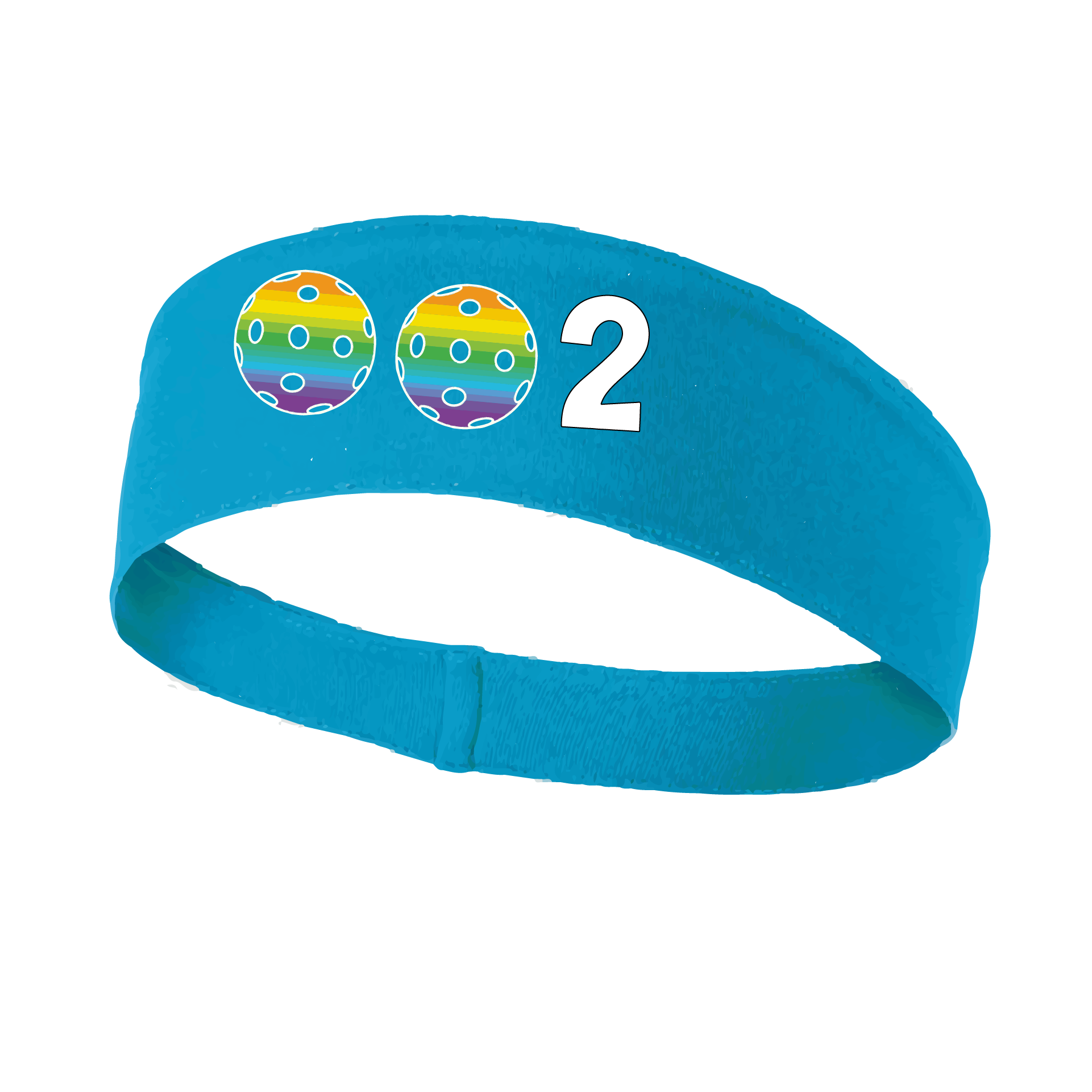 Design: 002 with Customizable Ball Colors  This fun, pickleball designed, moisture-wicking headband narrows in the back to fit more securely. Single-needle top-stitched edging. These headbands come in a variety of colors. Truly shows your love for the sport of pickleball!!