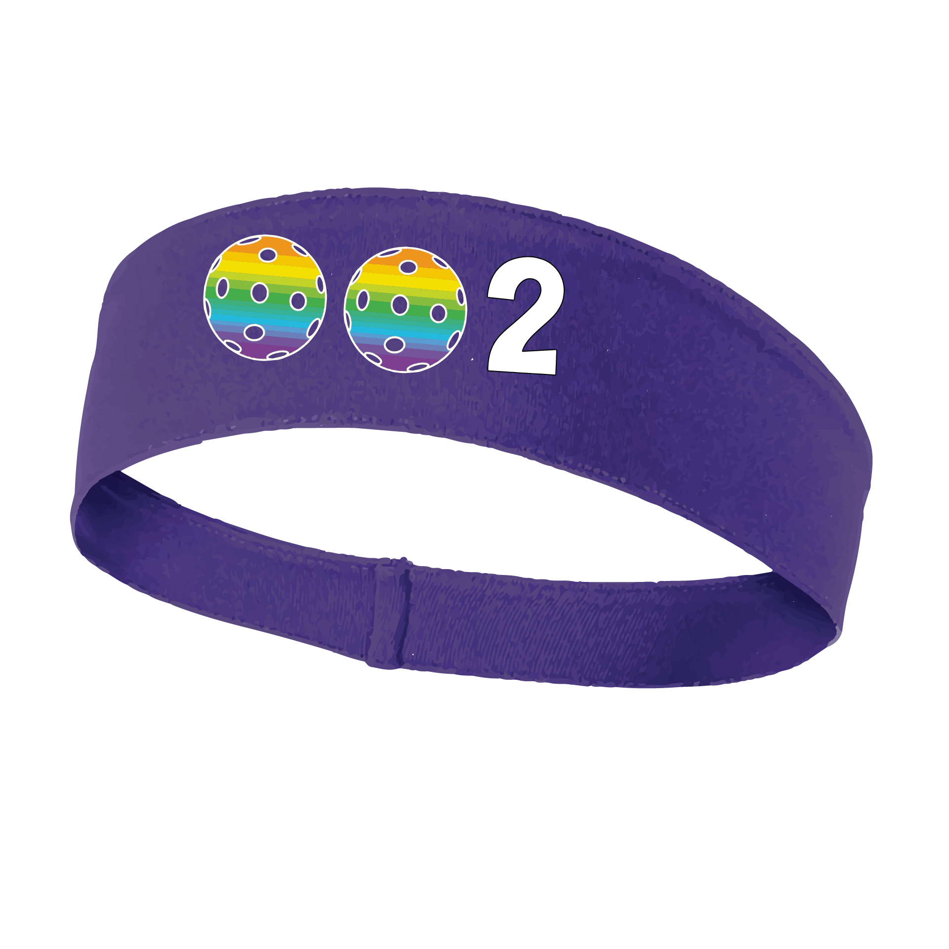 Design: 002 with Customizable Ball Colors  This fun, pickleball designed, moisture-wicking headband narrows in the back to fit more securely. Single-needle top-stitched edging. These headbands come in a variety of colors. Truly shows your love for the sport of pickleball!!