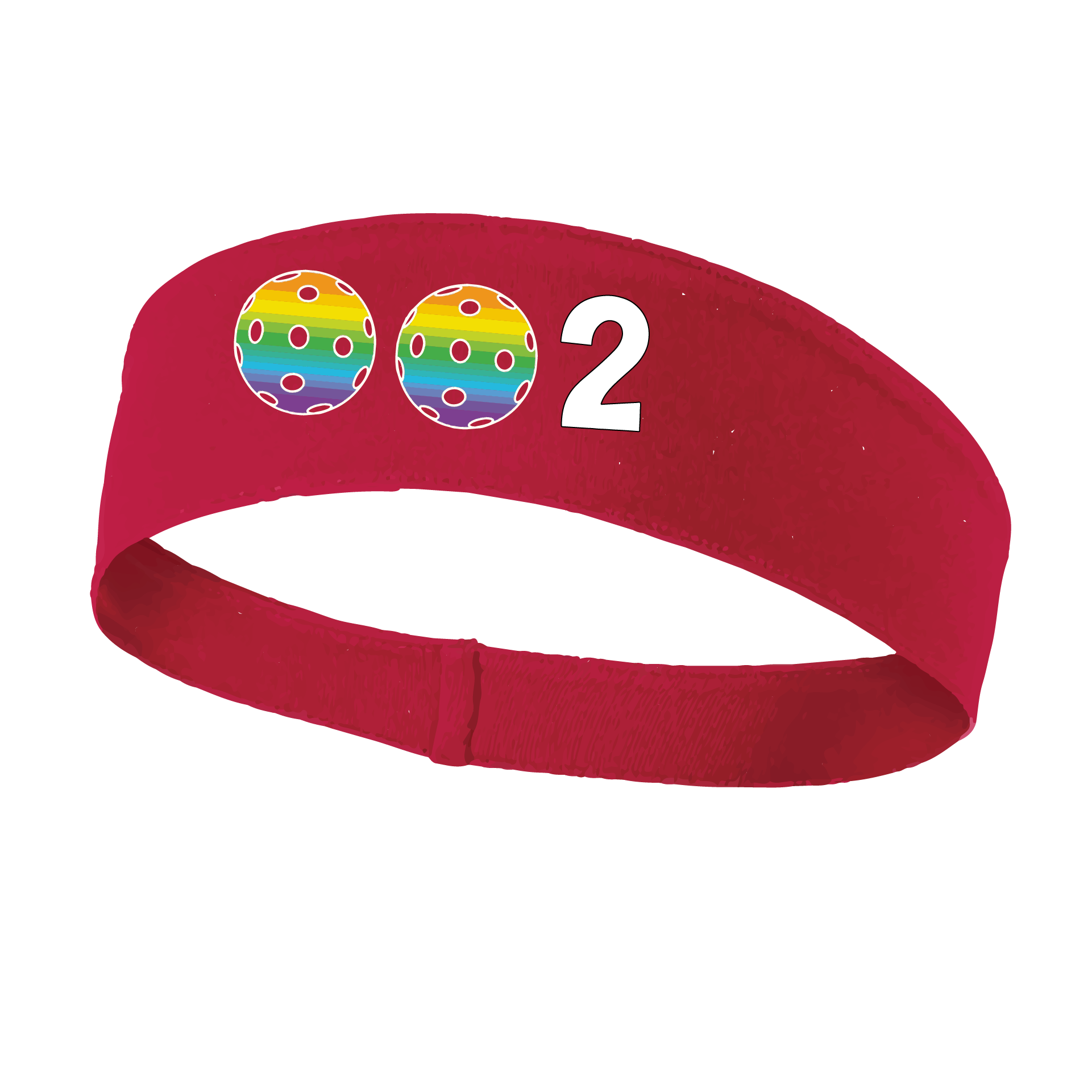 Design: 002 with Customizable Ball Colors  This fun, pickleball designed, moisture-wicking headband narrows in the back to fit more securely. Single-needle top-stitched edging. These headbands come in a variety of colors. Truly shows your love for the sport of pickleball!!