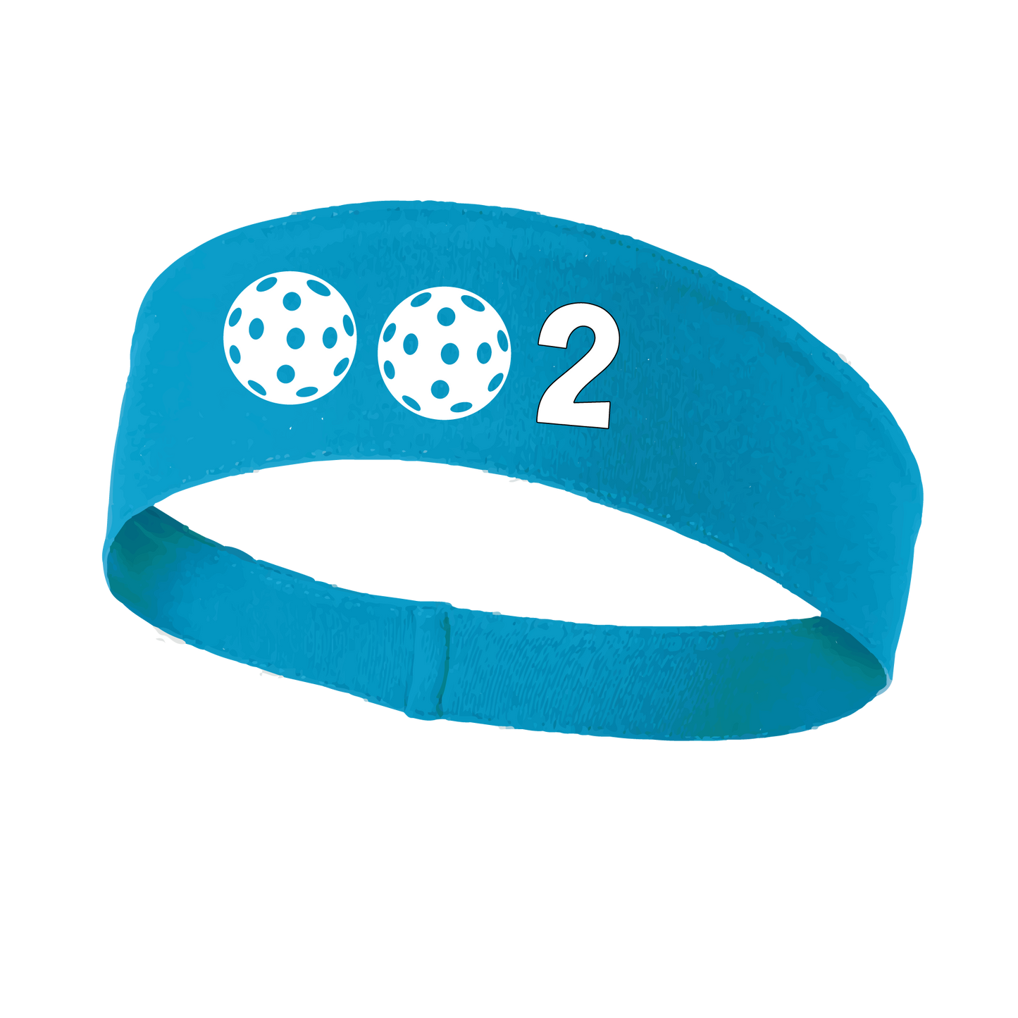 Design: 002 with Customizable Ball Colors  This fun, pickleball designed, moisture-wicking headband narrows in the back to fit more securely. Single-needle top-stitched edging. These headbands come in a variety of colors. Truly shows your love for the sport of pickleball!!